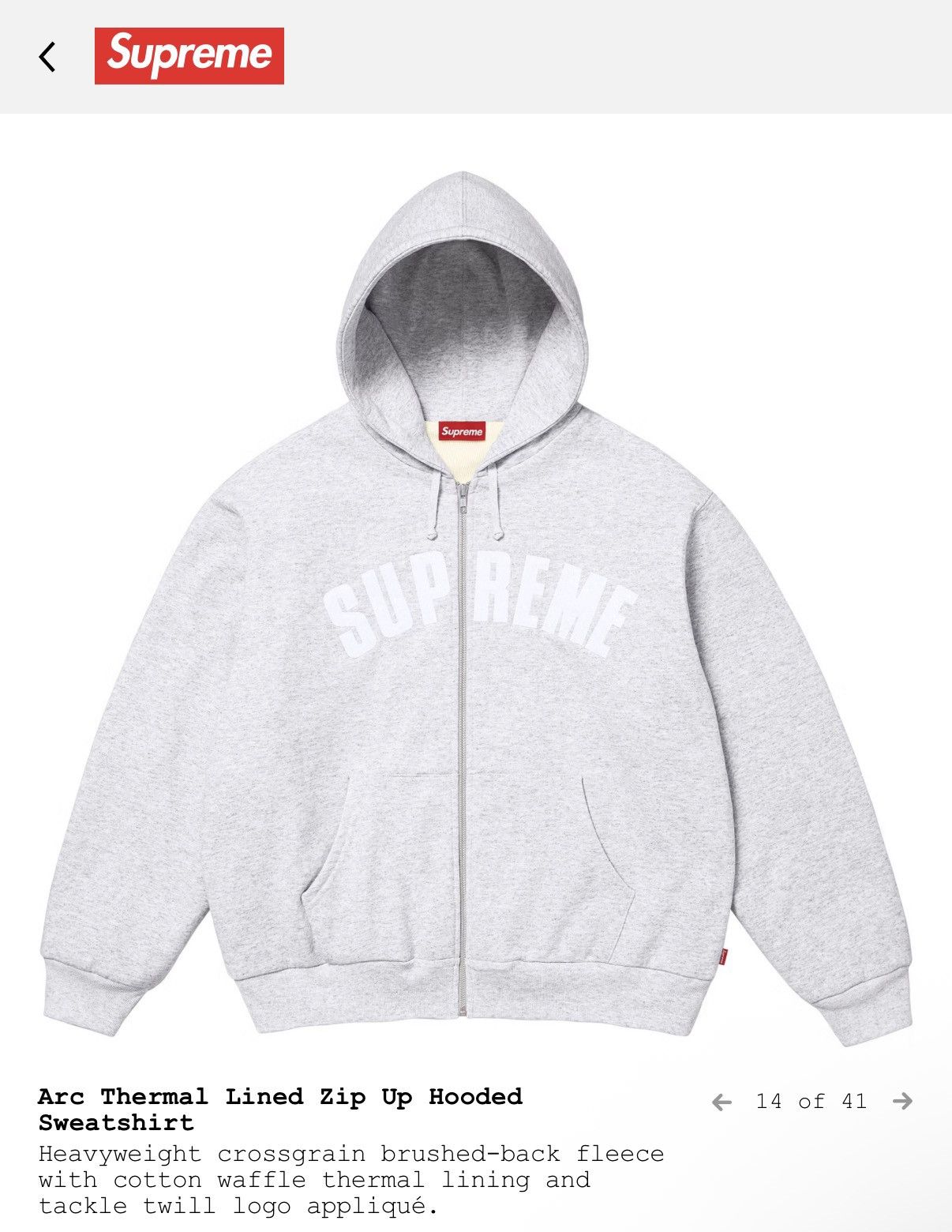 Supreme Supreme Arc Thermal Lined Zip Up Hooded Sweatshirt Size US L / EU 52-54 / 3 - 1 Thumbnail