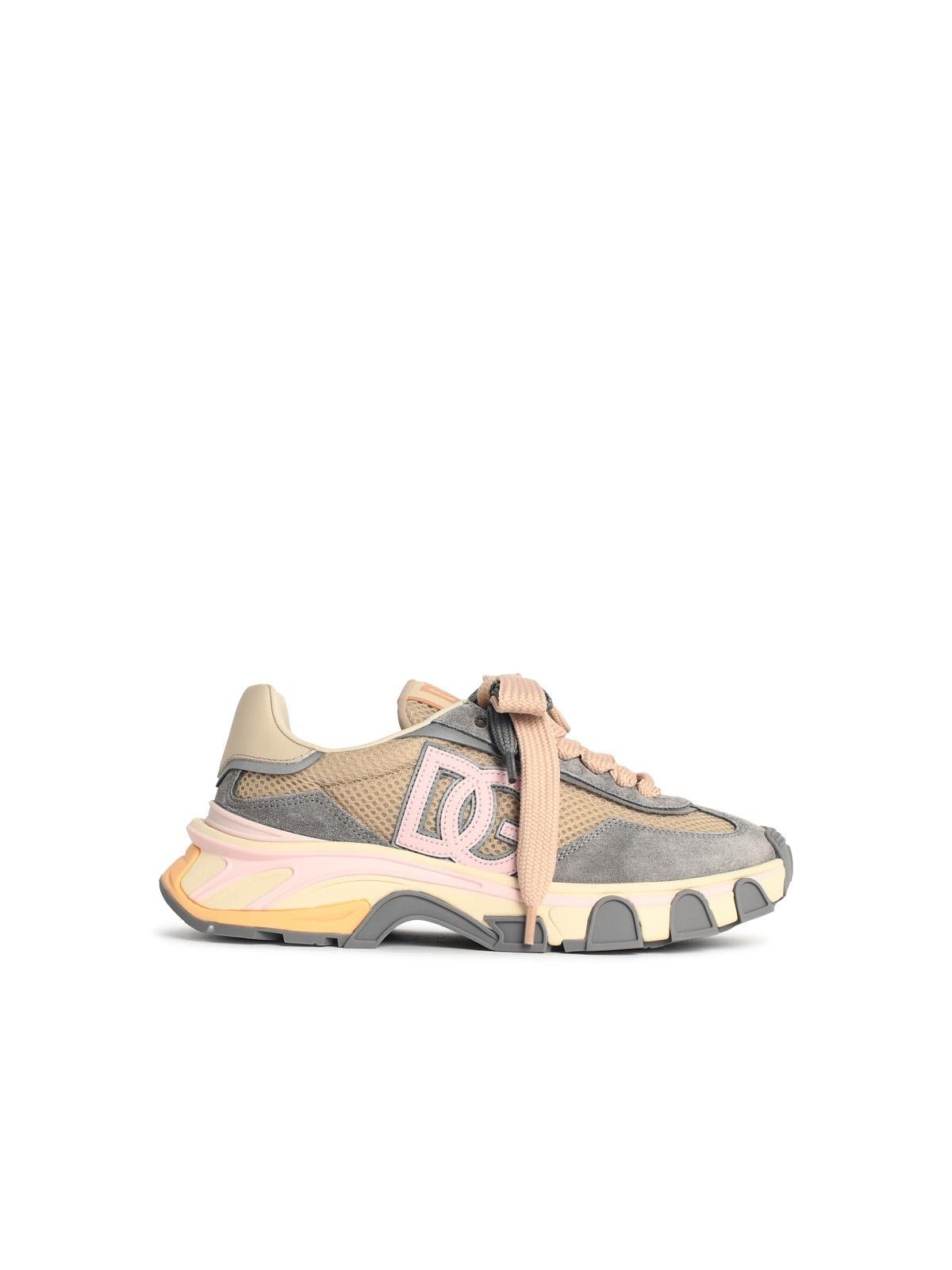 Dolce & Gabbana DOLCE & GABBANA 'Airmaster' Sneakers In Beige And Grey Fabric And Leather Size US 6 / IT 36 - 1 Thumbnail