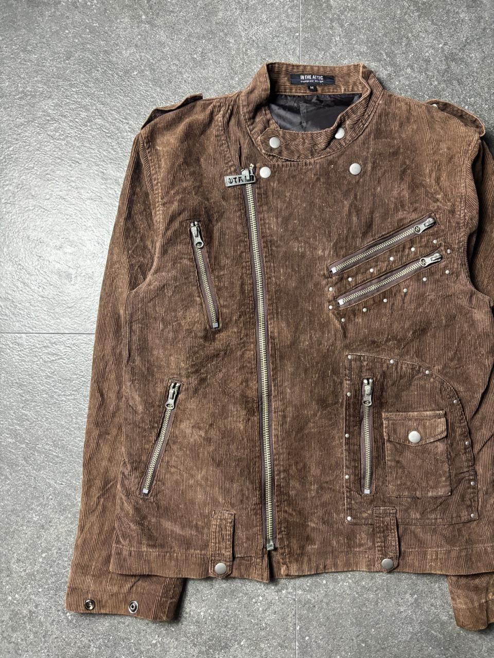 In The Attic 2000s In The Attic Asymmetric Corduroy Studded Riders Jacket Size US M / EU 48-50 / 2 - 2 Thumbnail