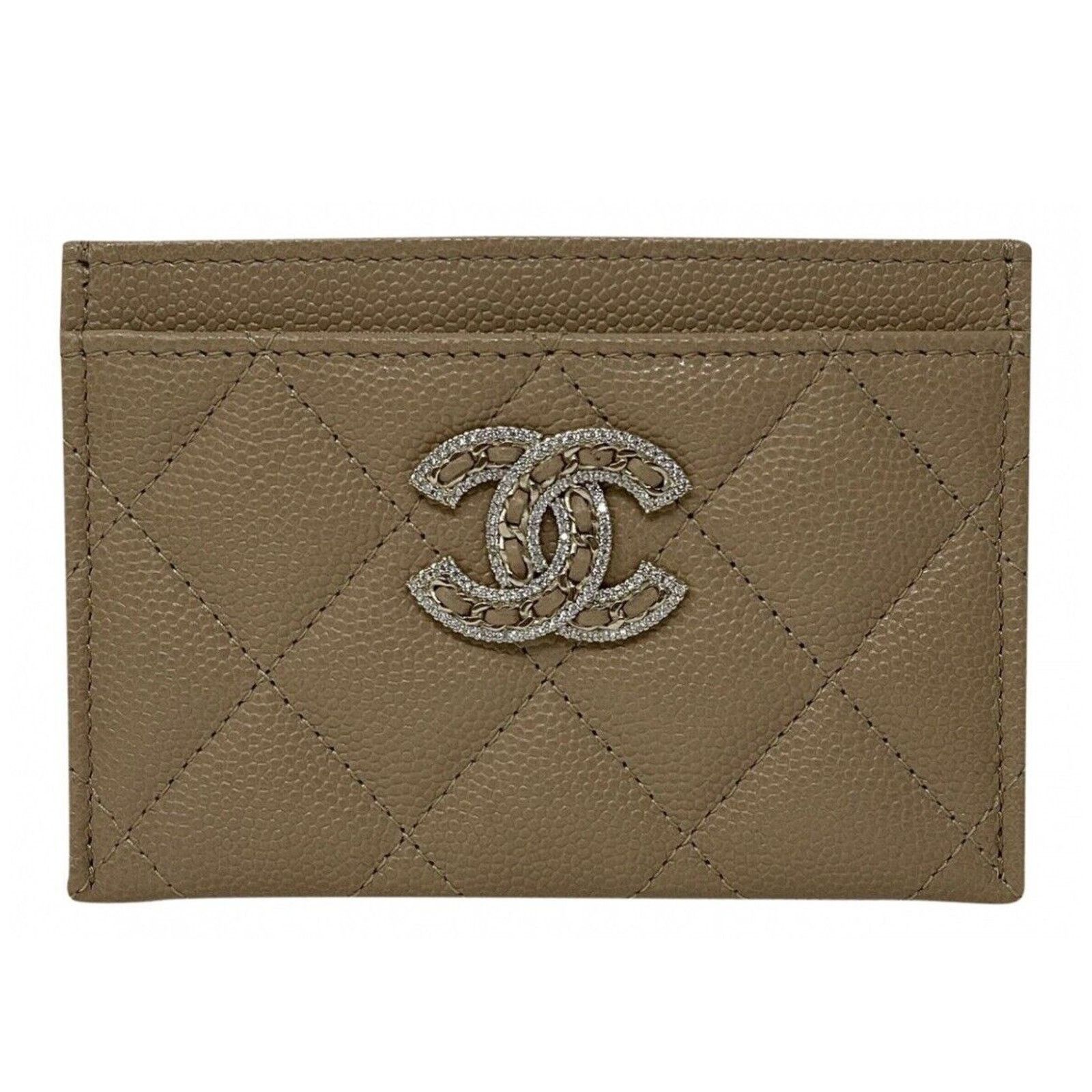 Chanel Auth BNIB Chanel Crystal Beige Flat Card Holder Wallet 22S Size ONE SIZE - 2 Thumbnail
