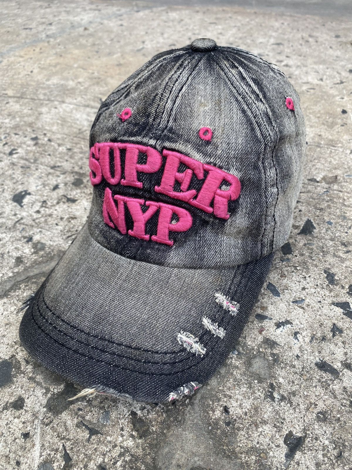 If Six Was Nine × Japanese Brand Y2K Black Denim NYP Distressed Hats Cap Size ONE SIZE - 2 Thumbnail
