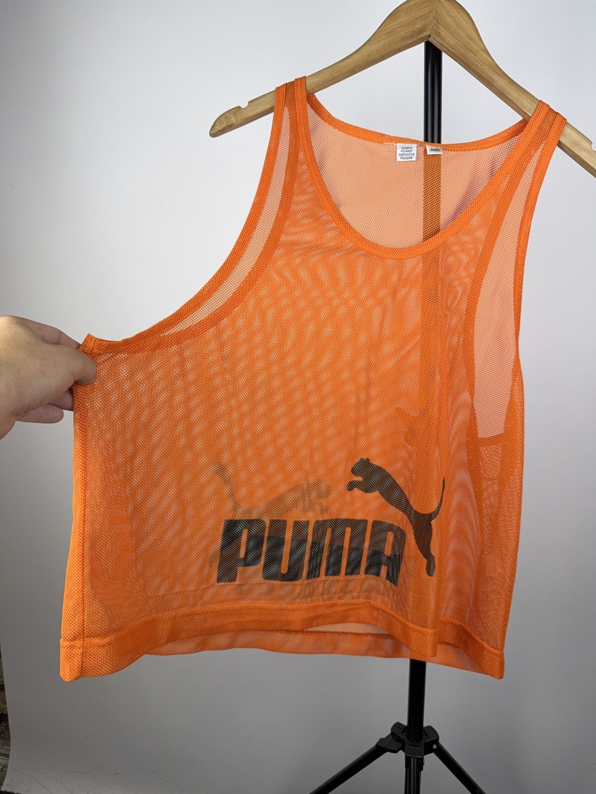 Puma Vintage 90s Puma Orange Mesh Training Bib Tank Jersey Vest Size US S / EU 44-46 / 1 - 2 Thumbnail
