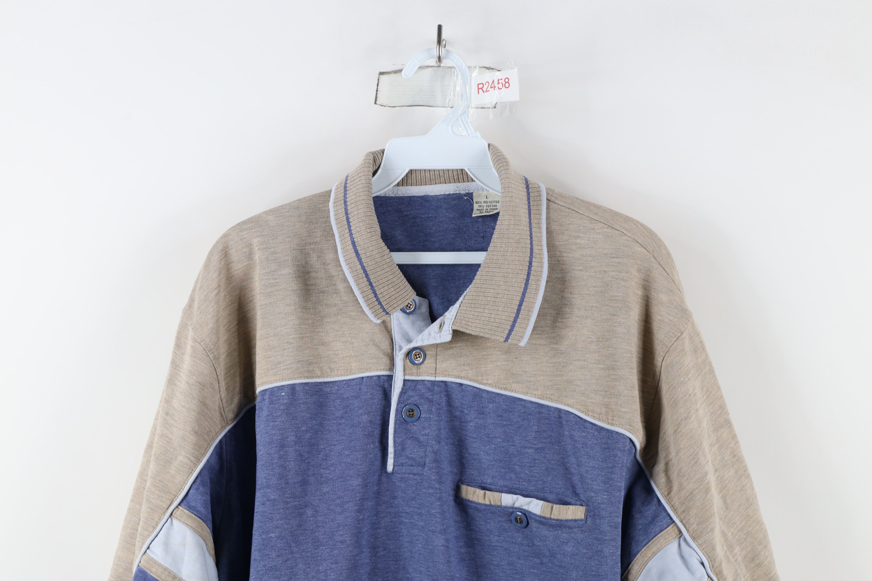 Vintage Vintage 90s Streetwear Block Collared Pullover Polo Shirt Size US L / EU 52-54 / 3 - 2 Thumbnail