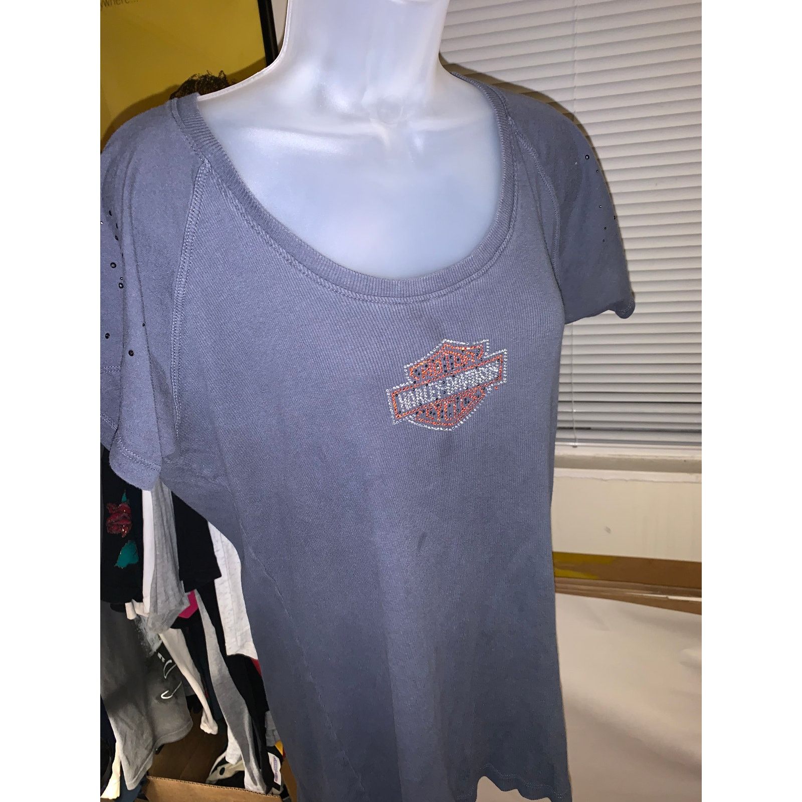 Harley Davidson Harley Davidson Rhinestone Logo T Shirt Womens XS USA Gray Size XXL / US 16-18 / IT 52-54 - 2 Thumbnail