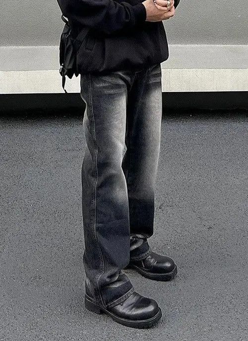 Other Black Washed Stacked Flare Denim Jeans Size US 32 / EU 48 - 3 Thumbnail