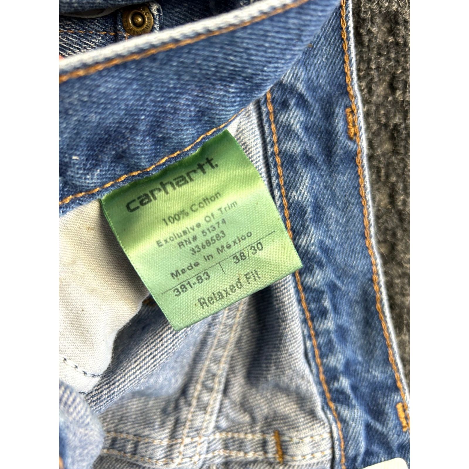 Carhartt VINTAGE Carhartt Jeans Relaxed Fit 38 x 30 Denim Blue 80s 90s Grunge Logo USA Men Jeans Size US 38 / EU 54 - 5 Thumbnail