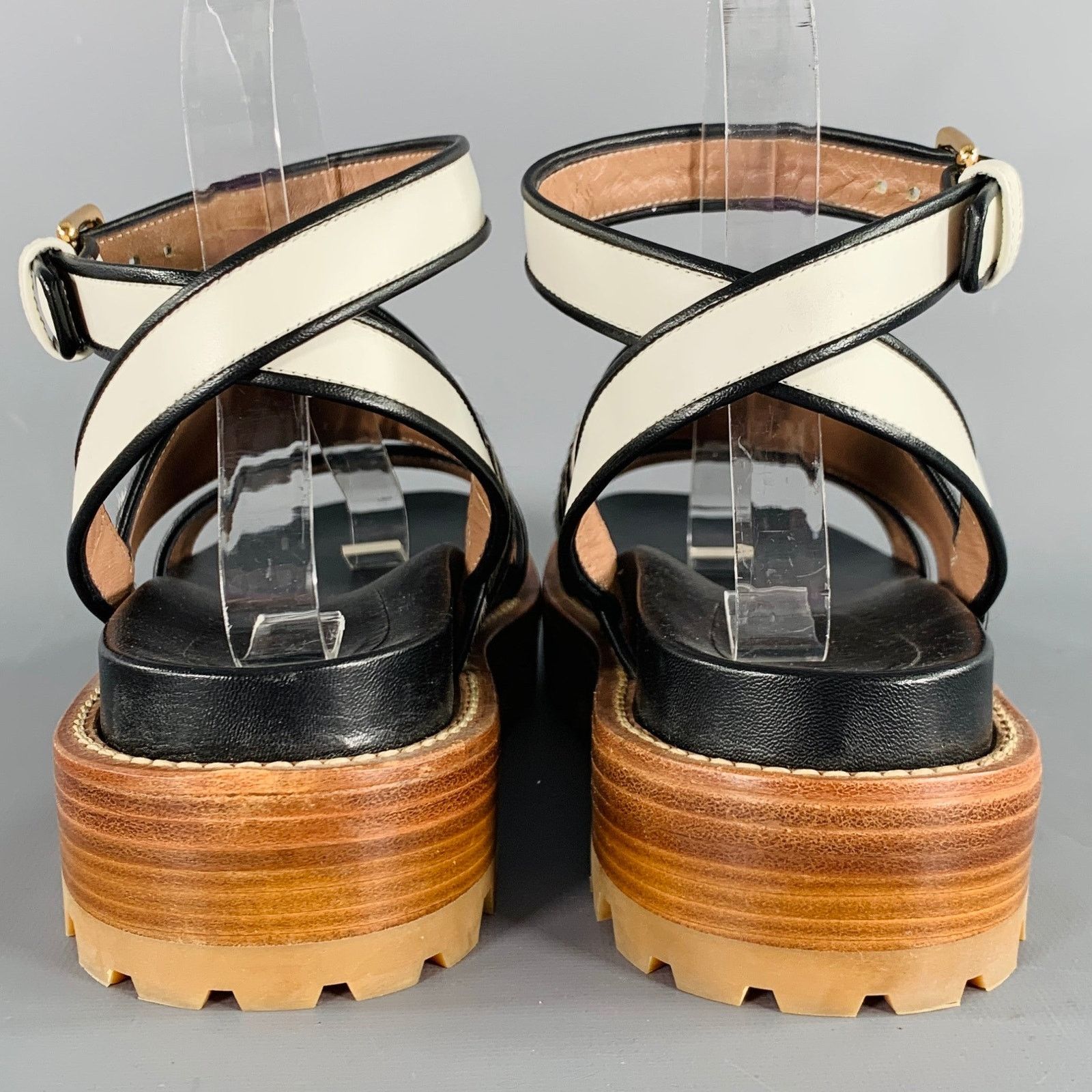 Marni Black Multi Color Leather Mixed Patterns Calf Hair Sandals Size US 8 / IT 38 - 3 Thumbnail