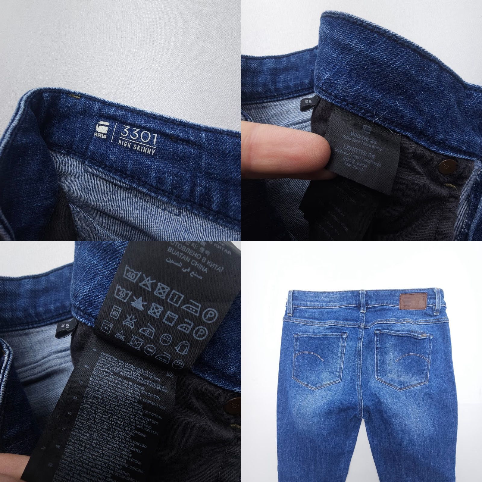 G-Star G-Star Raw 3301 Jeans - High Rise Skinny Denim - Women - Size 29 x 34 - Blue Stretch Cotton Blend - 5-Pocket - Vintage: No Size 29" - 8 Thumbnail
