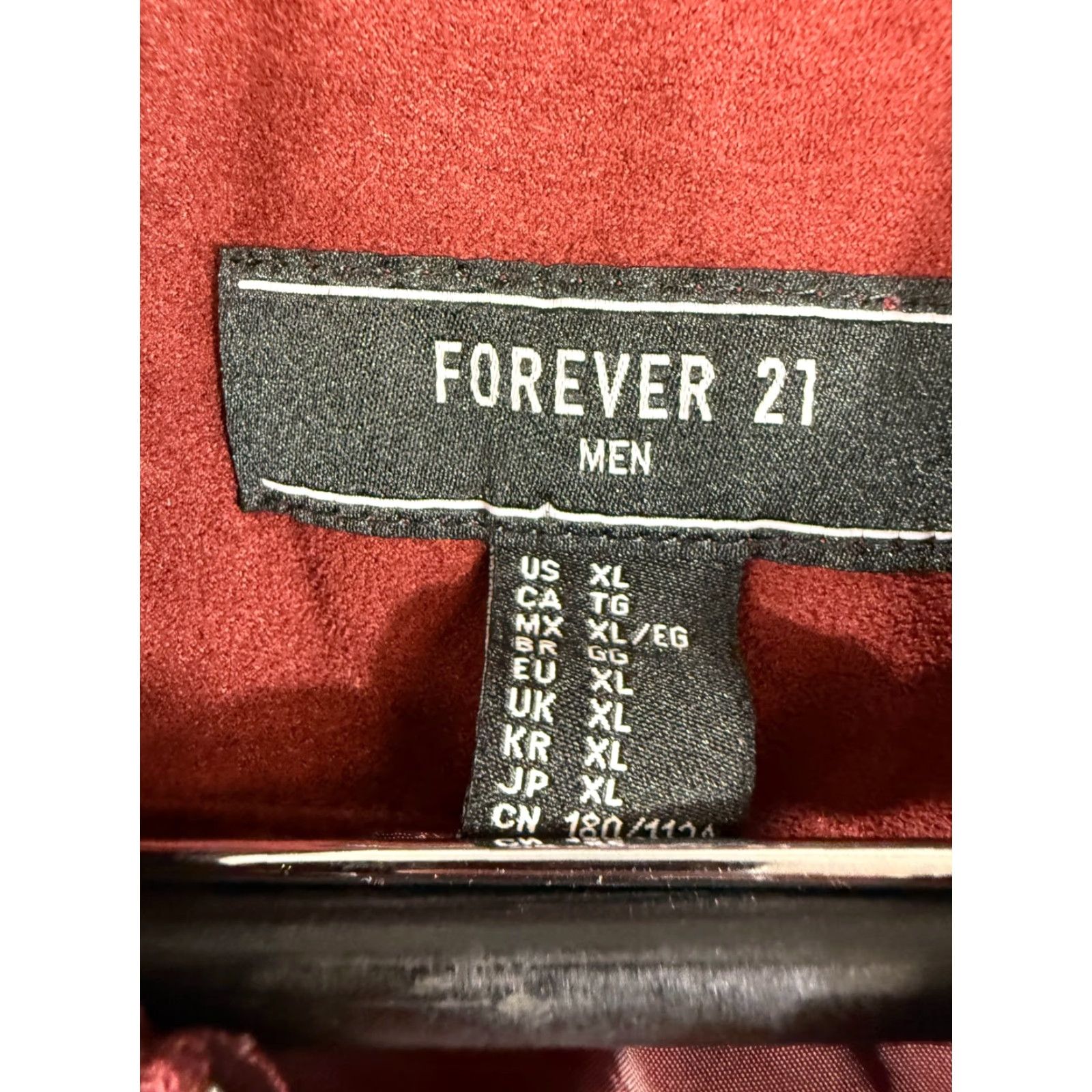 Forever 21 Forever 21 Bomber Jacket Mens XL Red Black Ribbed Knit Trim Full-Zip Jacket Size US XL / EU 56 / 4 - 5 Thumbnail