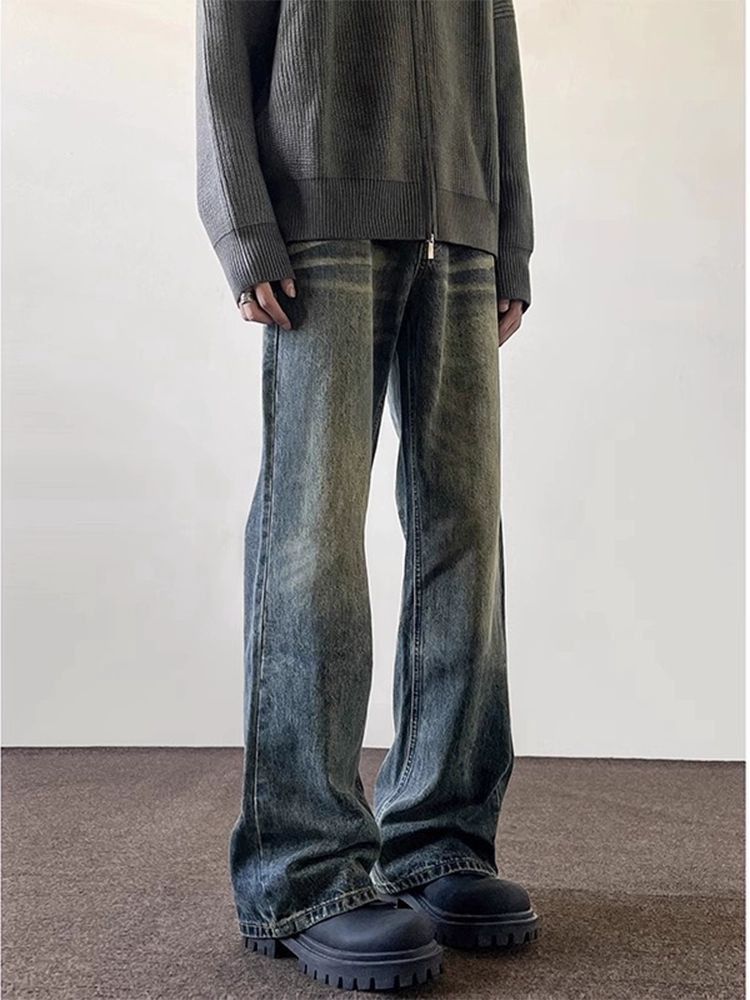 Vintage Men's Street Washed & Distressed Retro CleanFit Flared Jeans Size US 32 / EU 48 - 3 Thumbnail