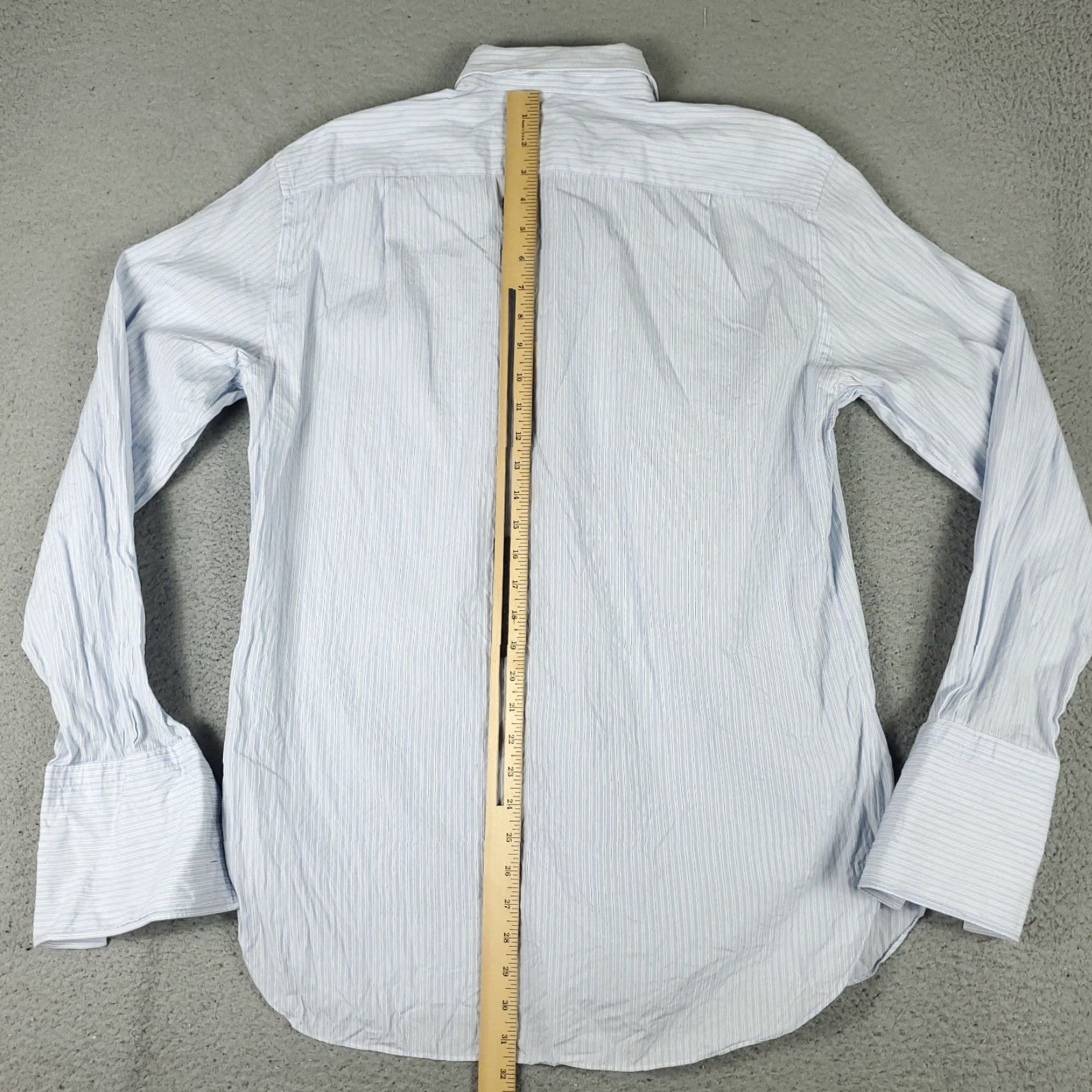 Ermenegildo Zegna VINTAGE Ermenegildo Zegna Shirt Men 16 41 Blue French Cuff Dress Button Up Long Sleeve 100% Cotton, Regular, Size 16, Blue, Classic, Mens Size 42R - 6 Thumbnail