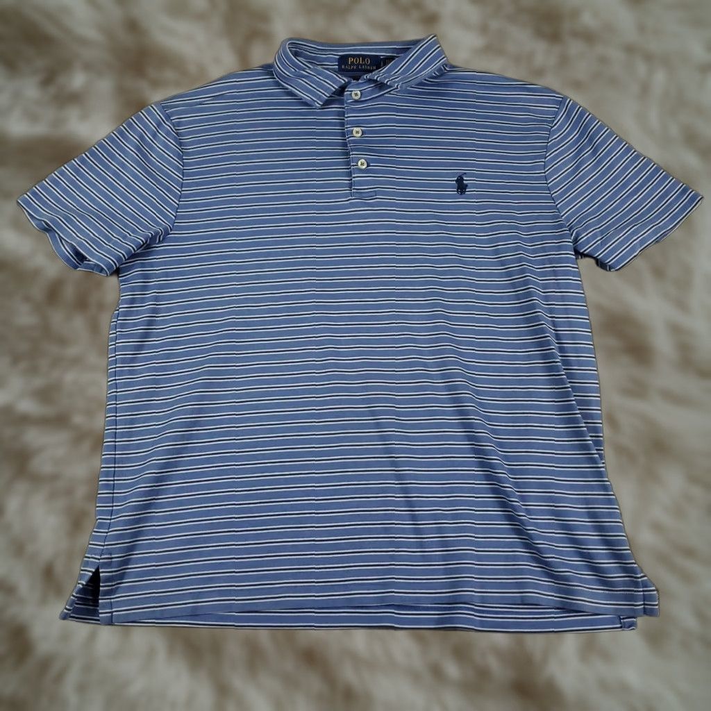 Ralph Lauren Ralph Lauren Polo Shirt Men's Large Blue Striped Casual Short Sleeve Size US L / EU 52-54 / 3 - 1 Thumbnail
