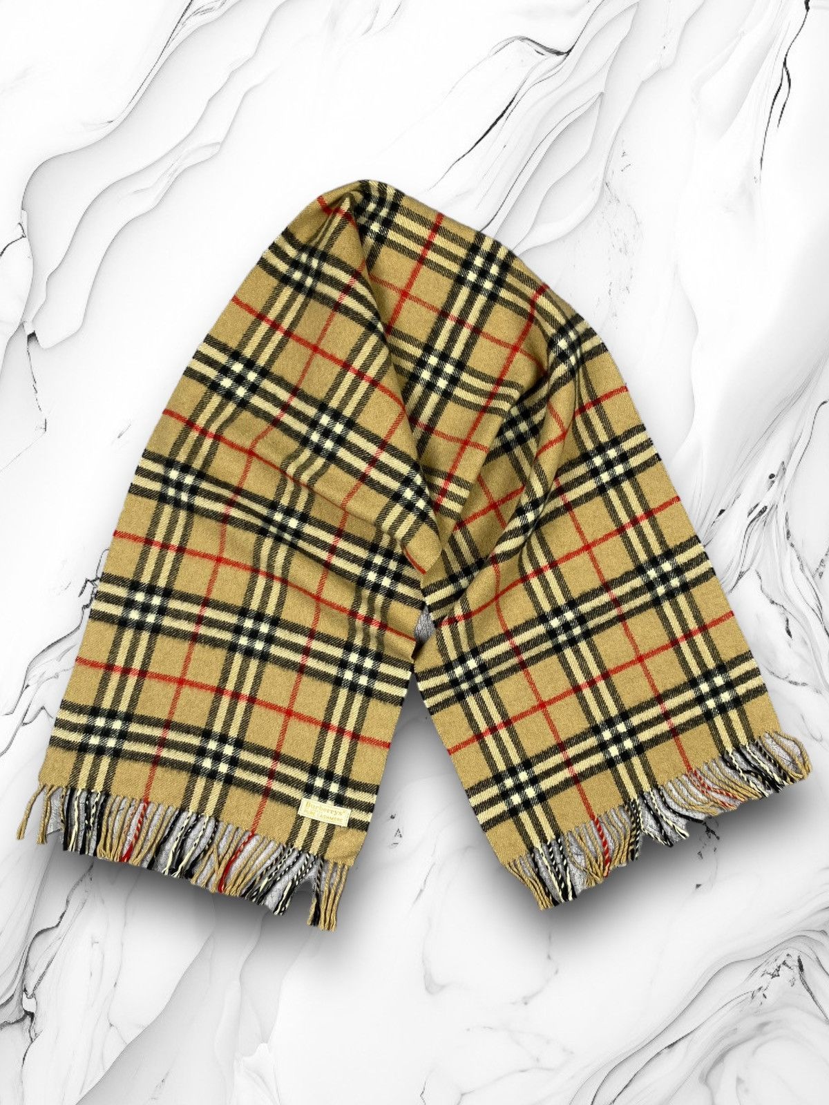 Burberry × Designer × Vintage Vintage 90’s Burberry’s Nova Check Pure Cashmere Scarf Size ONE SIZE - 1 Thumbnail