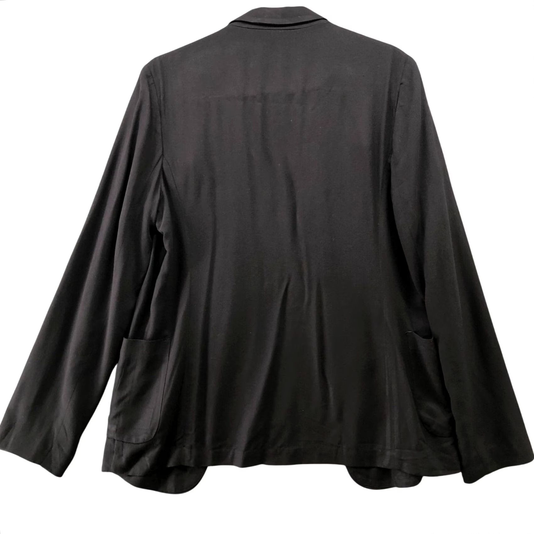 Vintage Talula Open Front Blazer Womens 6 Black Cupro Rayon Relaxed Formal Casual Blazer Jacket Single-Breasted Office Workwear Mens Womens Girls Size M / US 6-8 / IT 42-44 - 2 Thumbnail