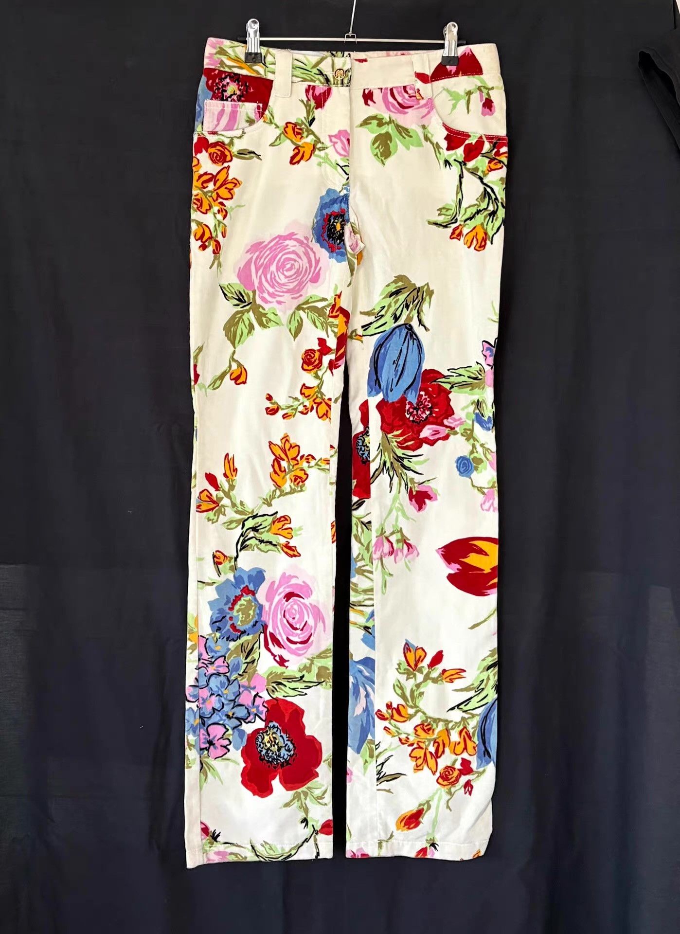 Dolce & Gabbana Dolce&Gabbana Women's Floral Print Velvet Trousers Ｑ21 Size 28" / US 6 / IT 42 - 1 Thumbnail