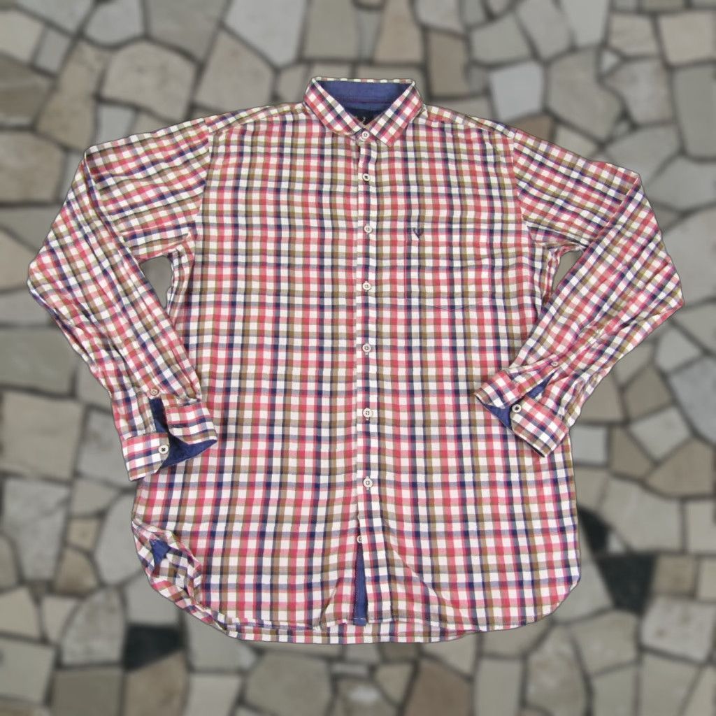 Pinko ALLEN SOLLY Plaid Shirt Button-Up Long Sleeve Casual Large 40 Pink Mens Size US L / EU 52-54 / 3 - 1 Thumbnail