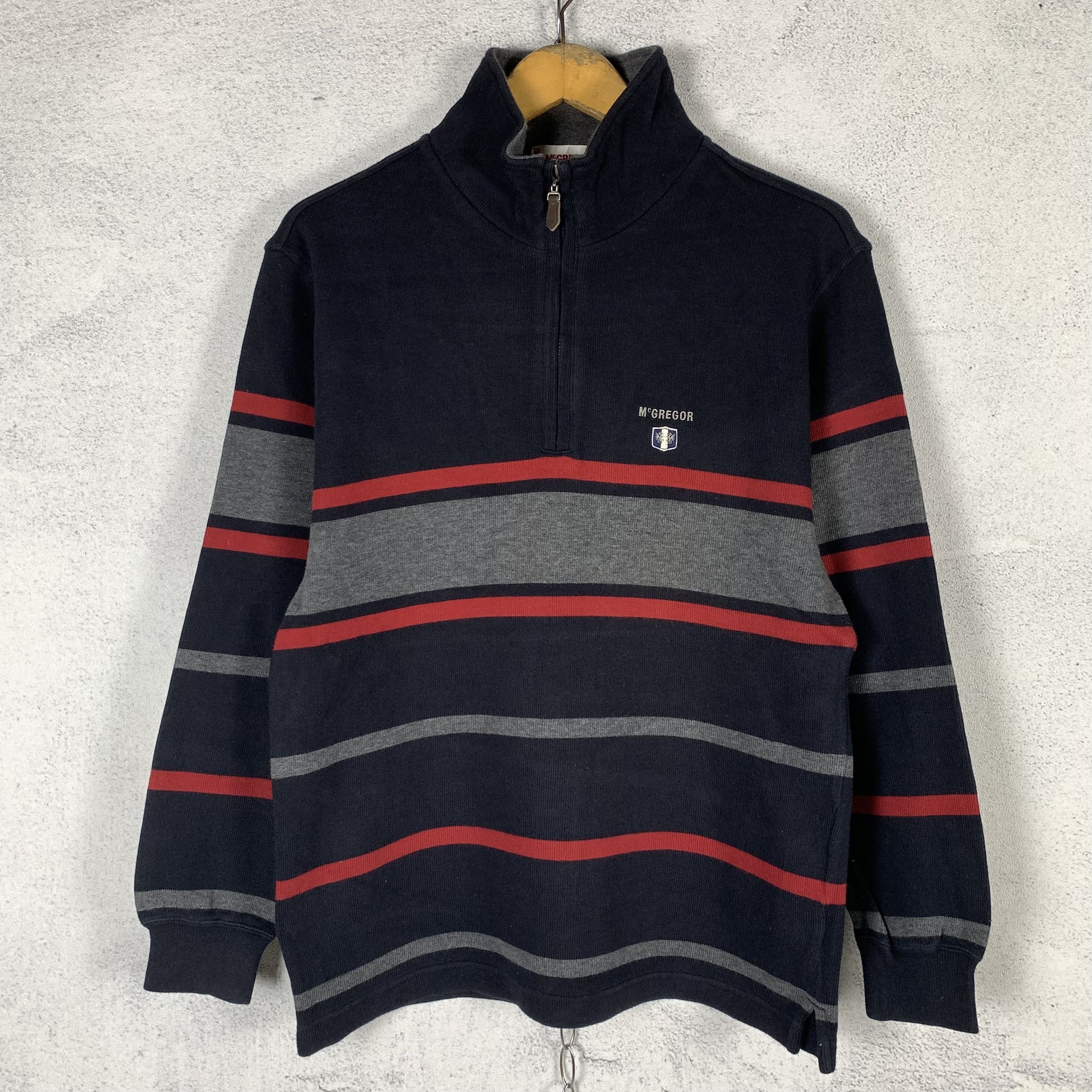 Vintage Vintage 90s McGregor Halfzip Striped Sweatshirt Size US M / EU 48-50 / 2 - 1 Thumbnail