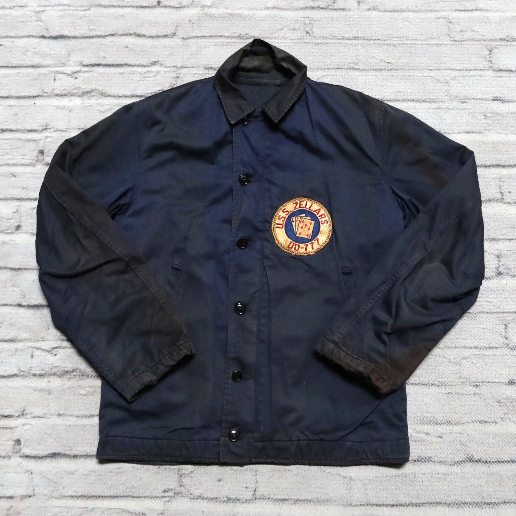 Vintage Vintage US Navy Deck Jacket Patch USN Navy Jacket Men 38 Navy Vintage USS Zellars DD-777 US Navy Deck Jacket Patch USN Mens Jacket Size US XXS / EU 40 - 2 Thumbnail