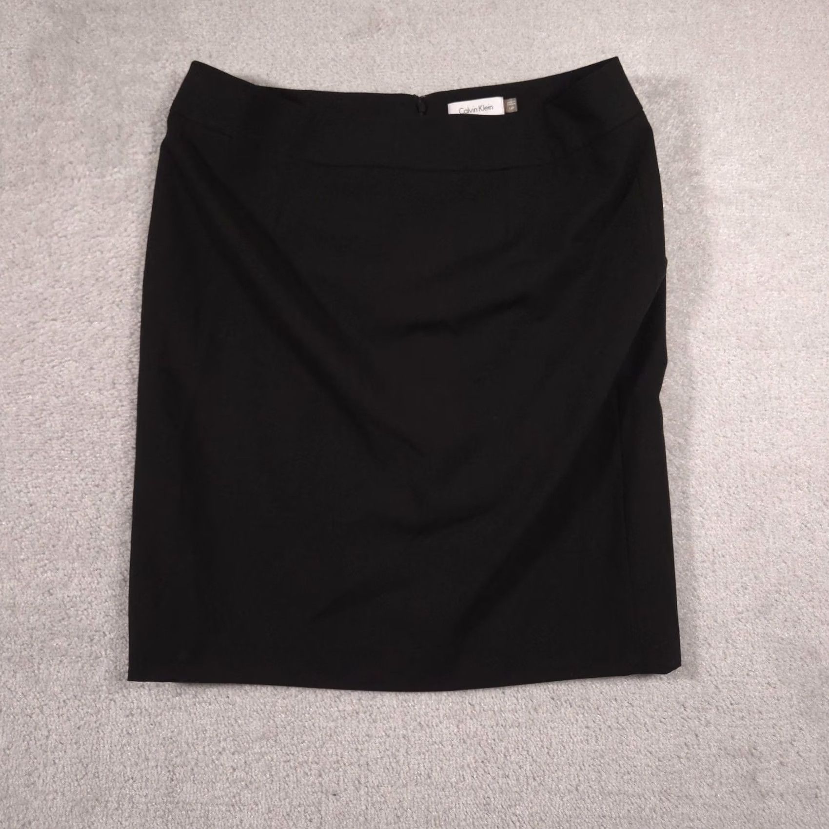 Calvin Klein VINTAGE Calvin Klein Skirt Womens 14P Black Pencil Lined Back Slit Stretch Career Office Size 36" / US 14 / IT 50 - 2 Thumbnail