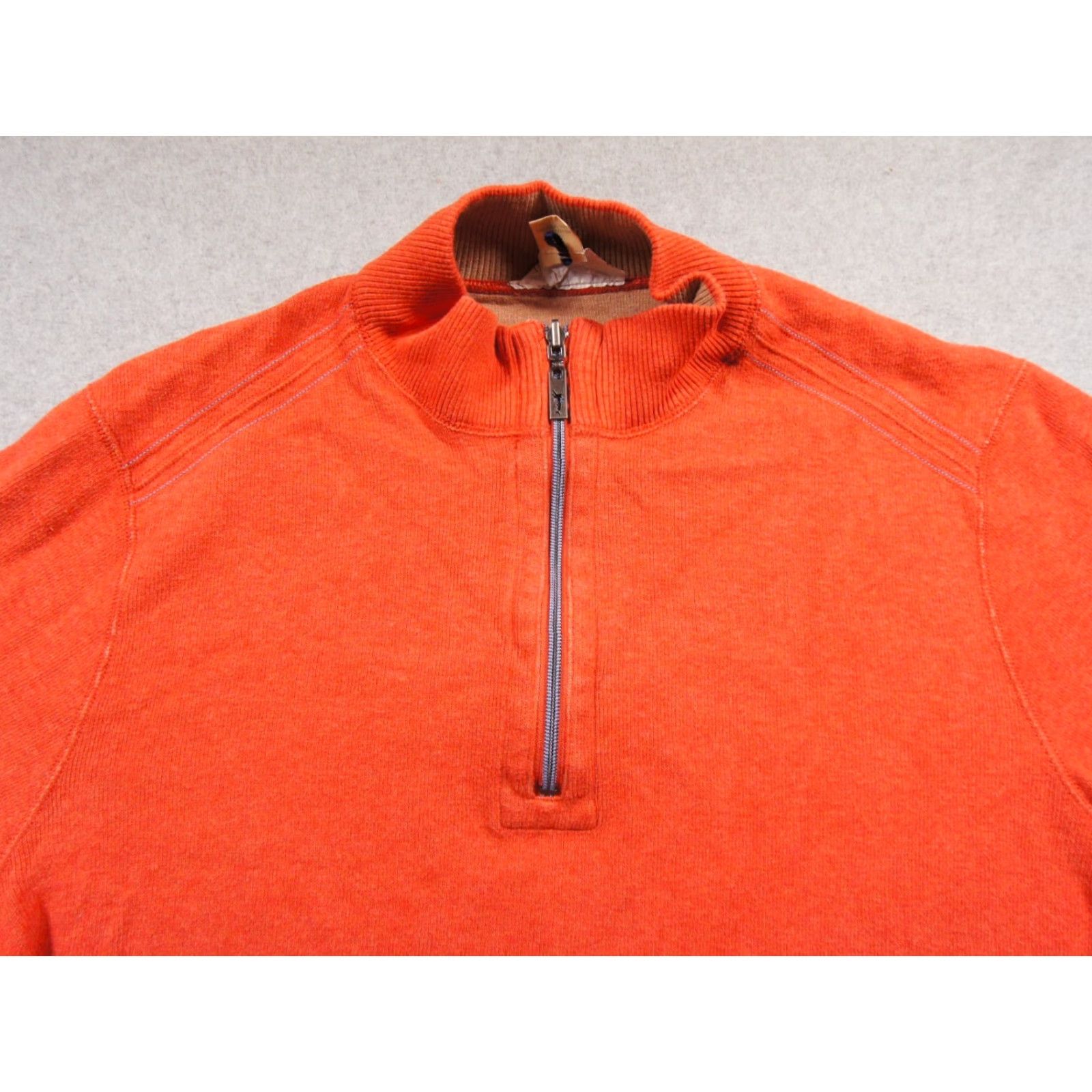 Tommy Bahama VINTAGE no — wait it's not vintage; the item is Tommy Bahama Sweater Mens XL Orange 1/4 Zip Reversible Pullover Knit Adult Size US XL / EU 56 / 4 - 2 Thumbnail