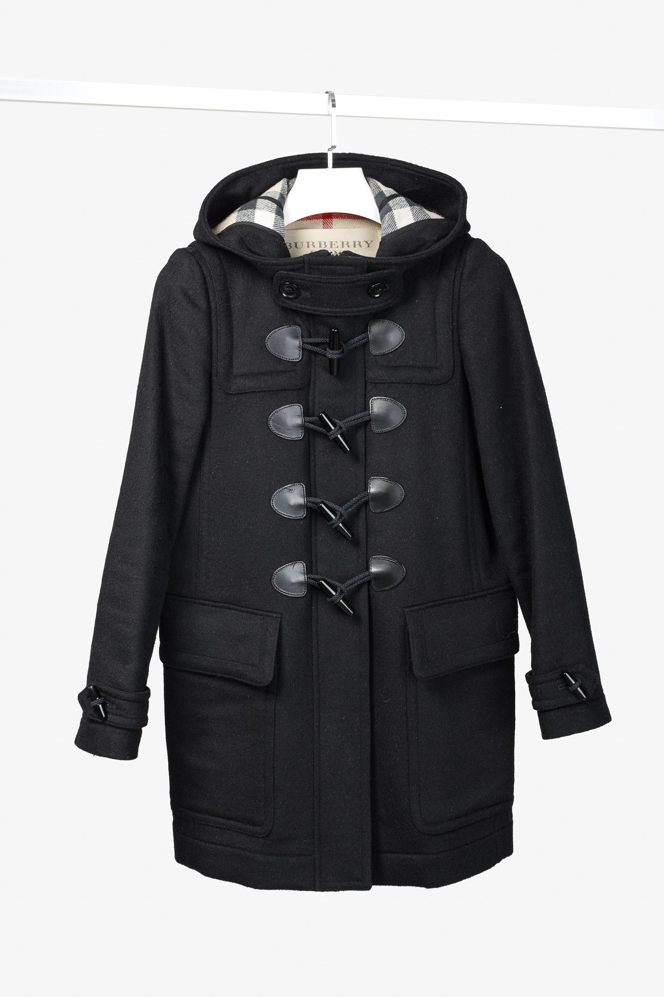 Burberry Burberry Brit Finsdale Black Wool Duffle Coat Size S / US 4 / IT 40 - 1 Thumbnail