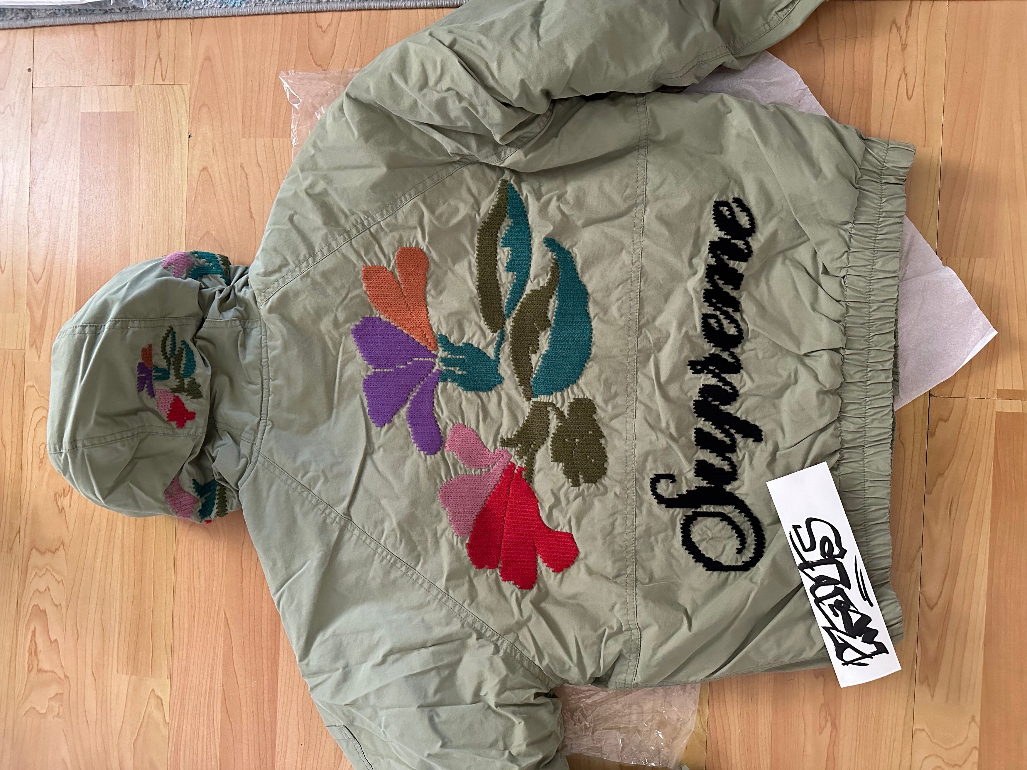 Pre-owned Supreme Needlepoint Hooded Jacket - Small Olive
