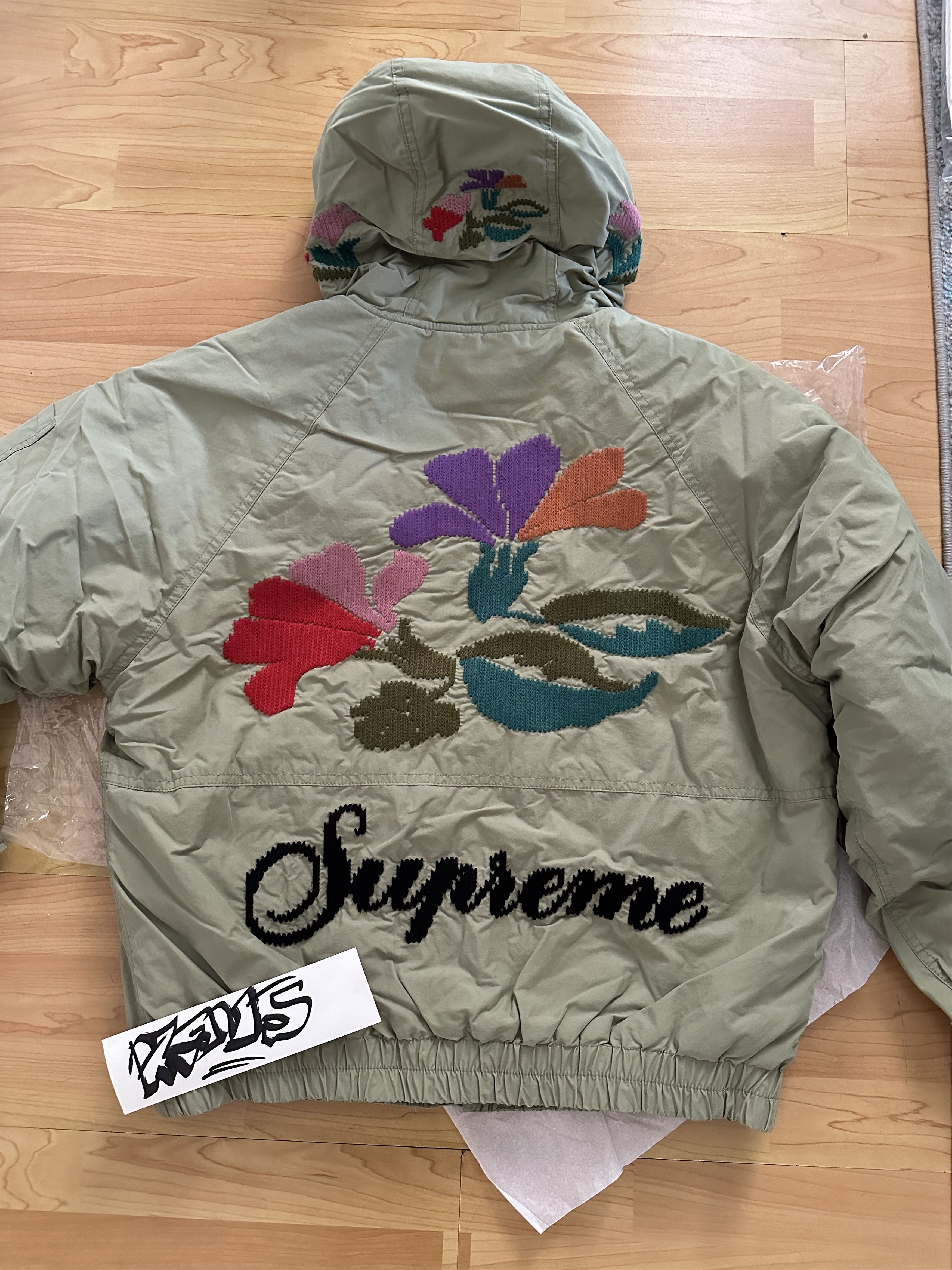 image of Supreme Needlepoint Hooded Jacket - Small Olive, Men's