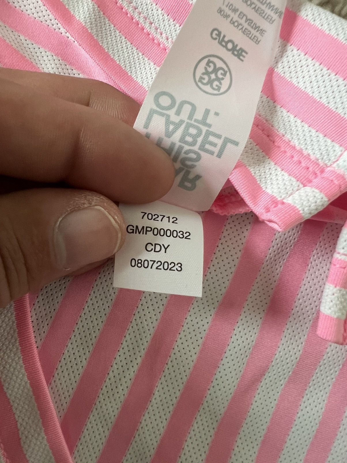 G/FORE G/FORE Men's Candy Perforated Stripe Tech Jersey Polo Size US L / EU 52-54 / 3 - 11 Thumbnail