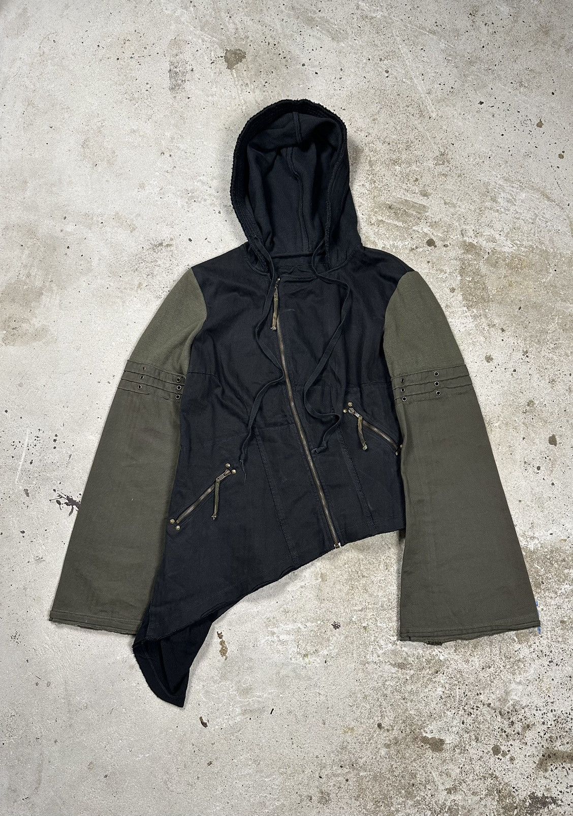 Japanese Brand × Vintage Vintage 90s Archive Asymmetrical Light Hooded Jacket Rare Size US S / EU 44-46 / 1 - 1 Thumbnail