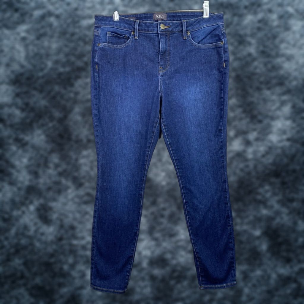 NYDJ NYDJ Ami Jeans Womens 12P Skinny 5-Pocket Denim Dark Blue Stretch Mid Rise Petite - USA Brand NYDJ - Jeans Size 34" / US 12 / IT 48 - 1 Thumbnail