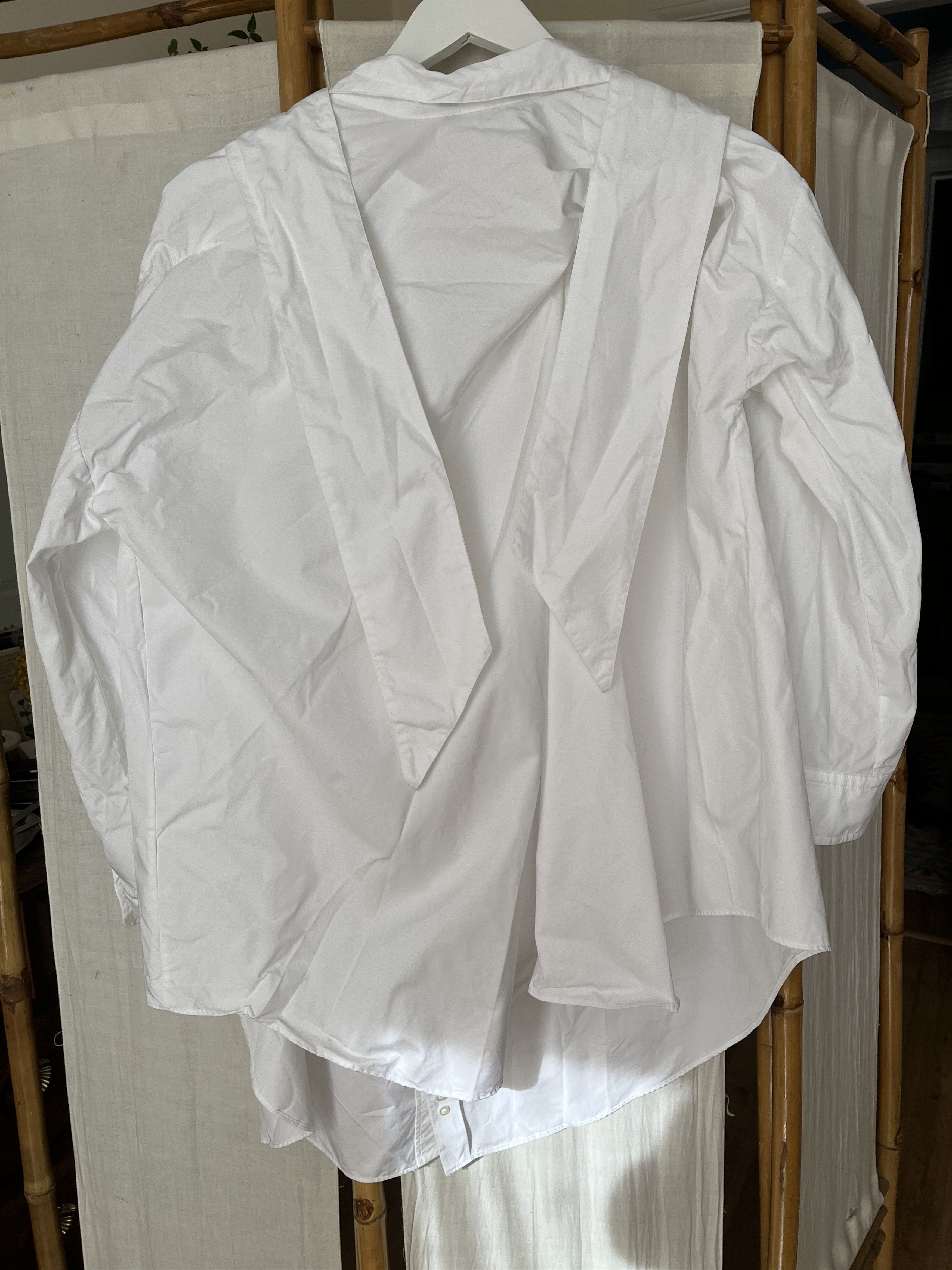 Balenciaga Balenciaga White Drape Collar Cotton Blouse. Small Size XS / US 0-2 / IT 36-38 - 9 Thumbnail
