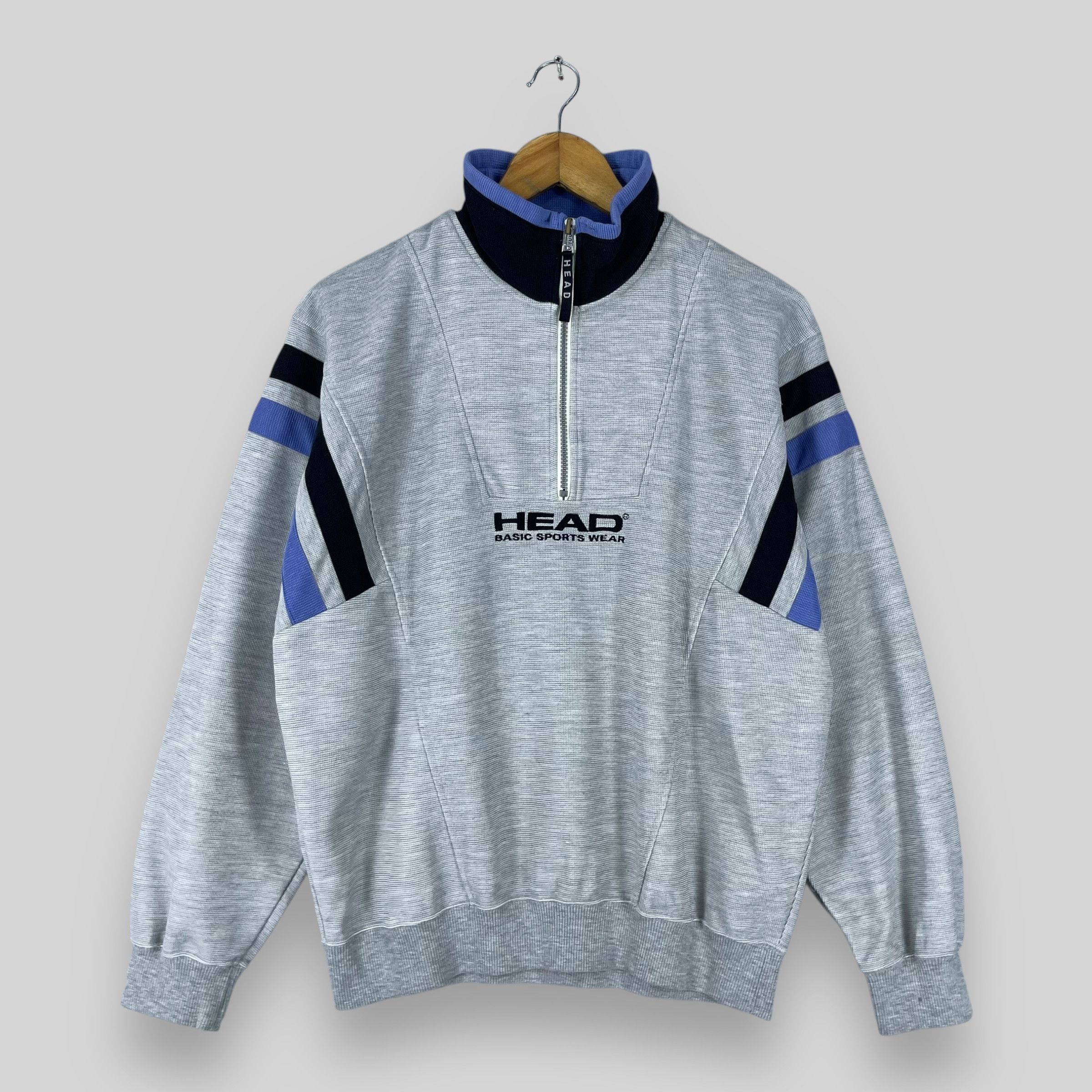 Vintage HEAD Spell Out Embroidery Half Zipper Sweatshirt