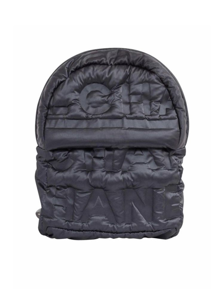 image of Chanel Nylon Doudoune Logo Embossed Puffer Backpack in Black, Men's