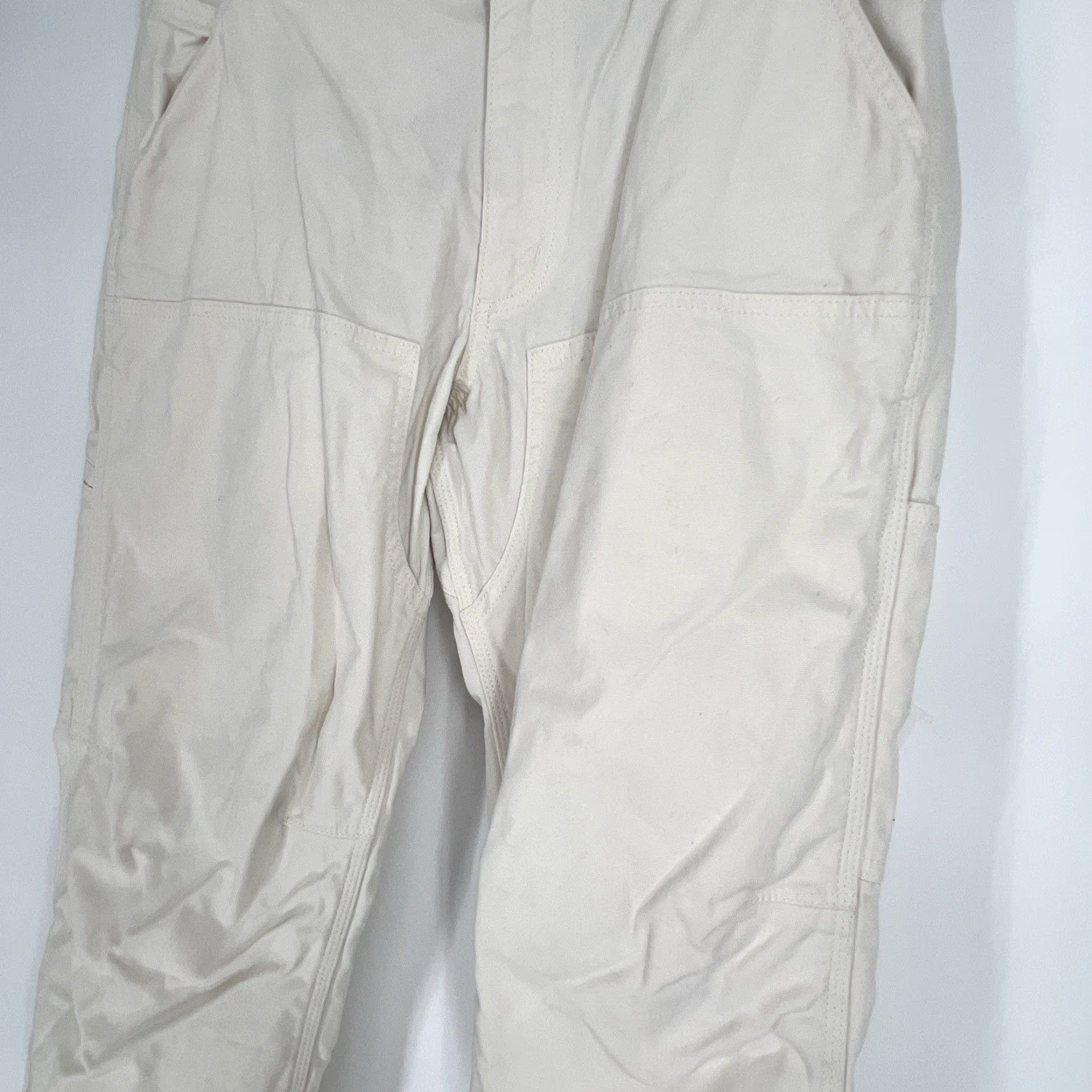 Carhartt Carhartt Double Knee Work Pants BN2802-M 35x32 Canvas Relaxed Fit Cargo Pockets Beige/Wht Size US 35 - 5 Thumbnail