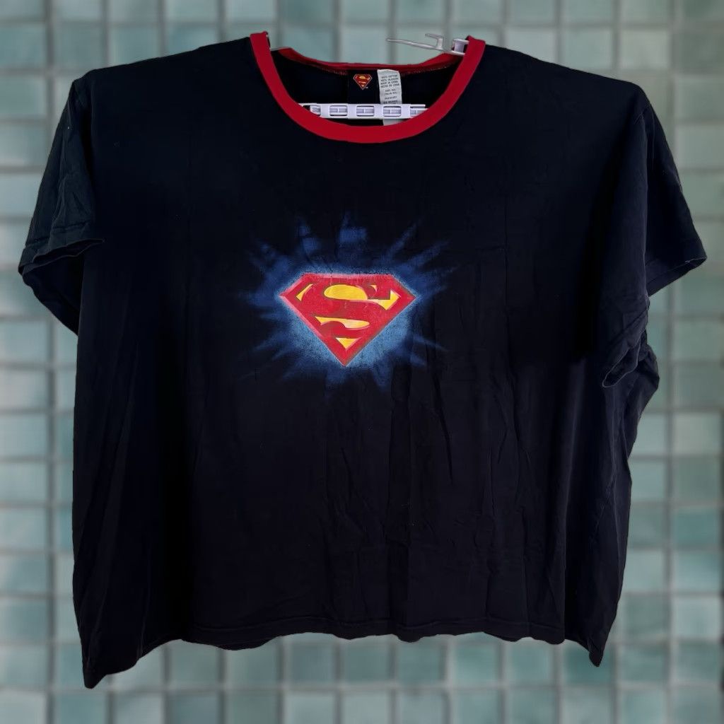 ヴィンテージ・スーパーマン Vintage VINTAGE Superman Graphic Ringer T-Shirt Mens 5XL Black DC