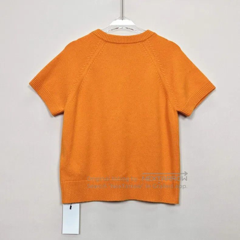 Hermes Hermes Orange Cashmere Knit Jacquard Short Sleeve Size XS / US 0-2 / IT 36-38 - 2 Thumbnail