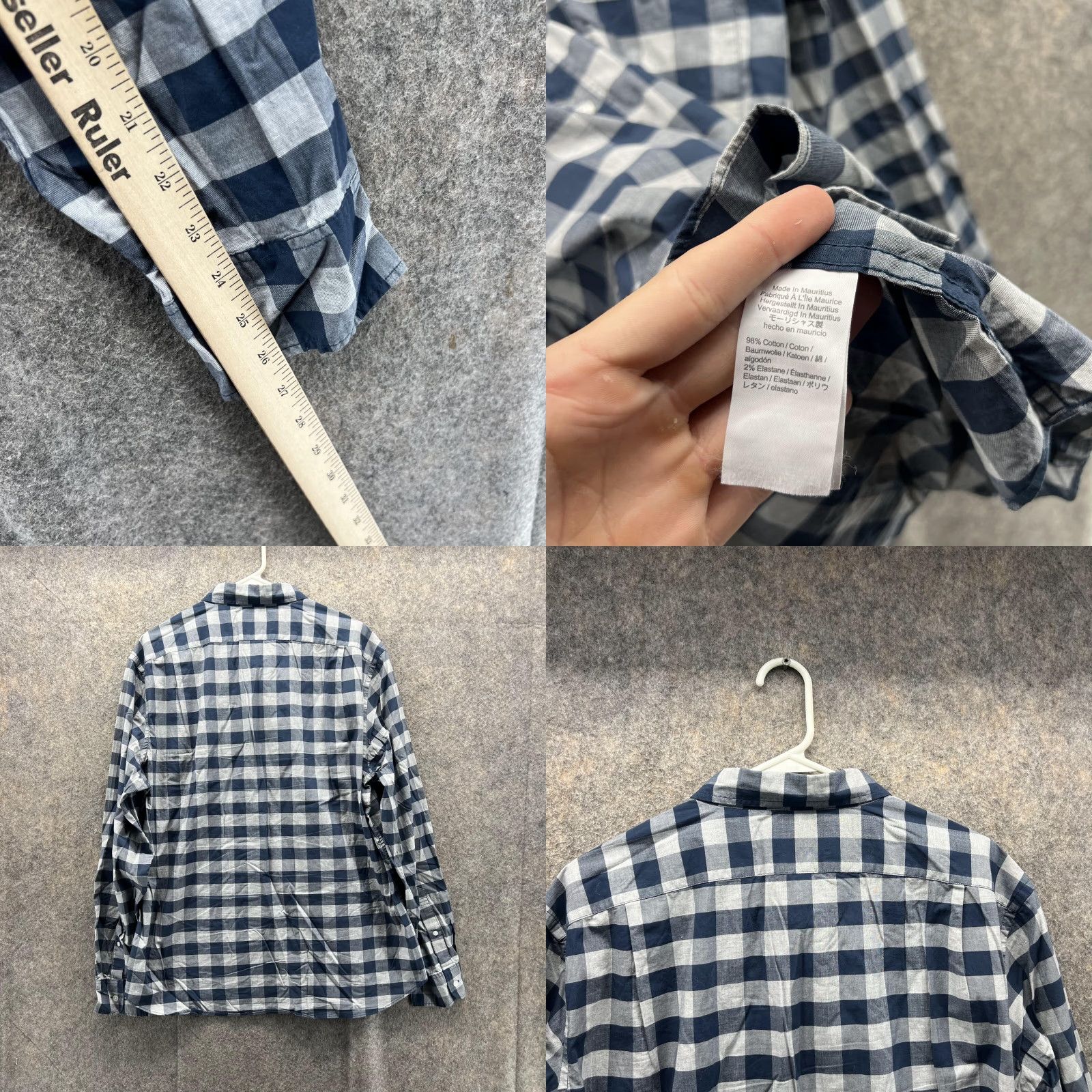 J.Crew J.CREW Shirt Men XL Blue Checkered Button-Down Slim Flex Washed Vintage Size US XL / EU 56 / 4 - 8 Thumbnail