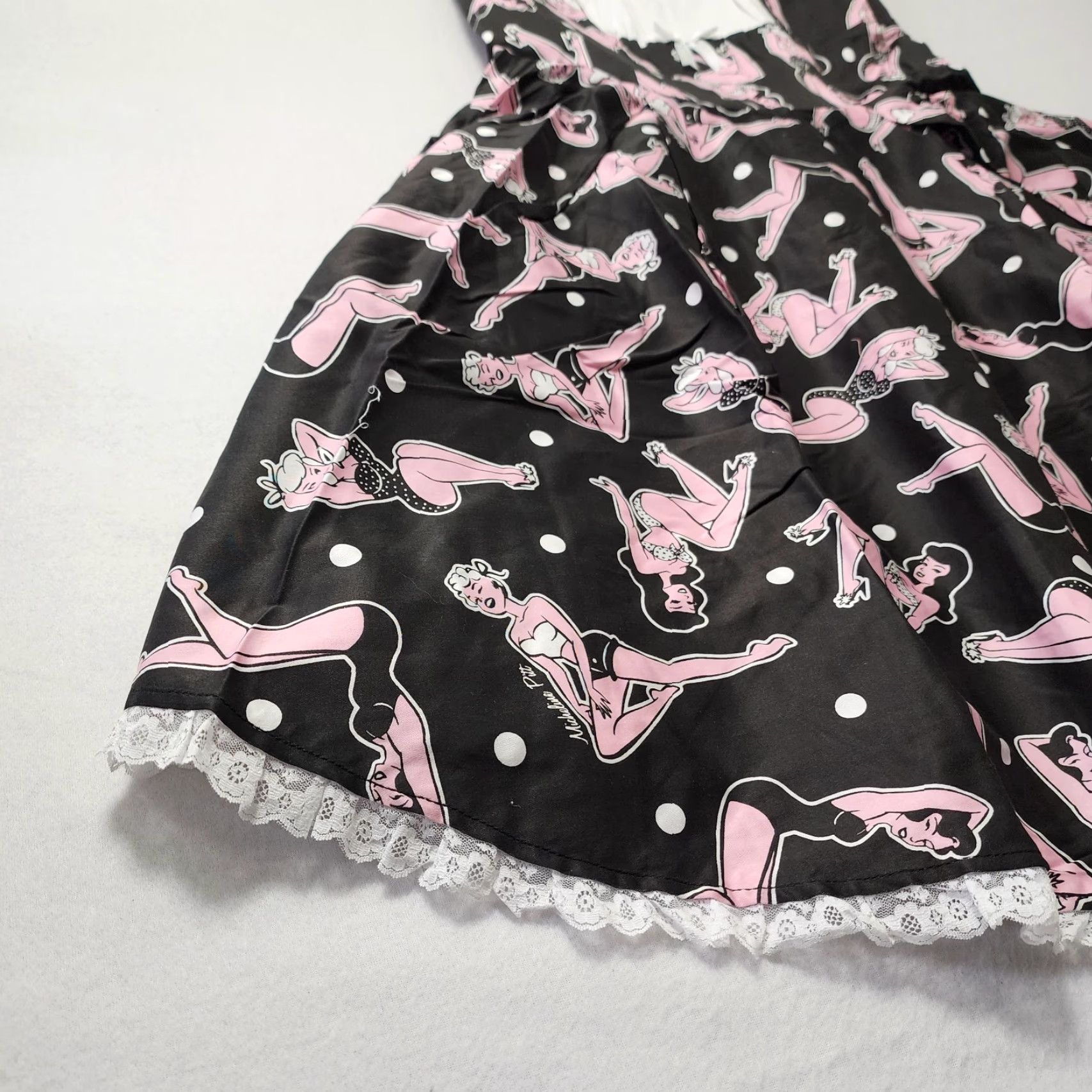Etro VINTAGE Pinup Couture Dress Flare 2XL Black 50s Retro Halter Lace Trim Rockabilly Vanity Knee Length Womens Size XXL / US 16-18 / IT 52-54 - 3 Thumbnail