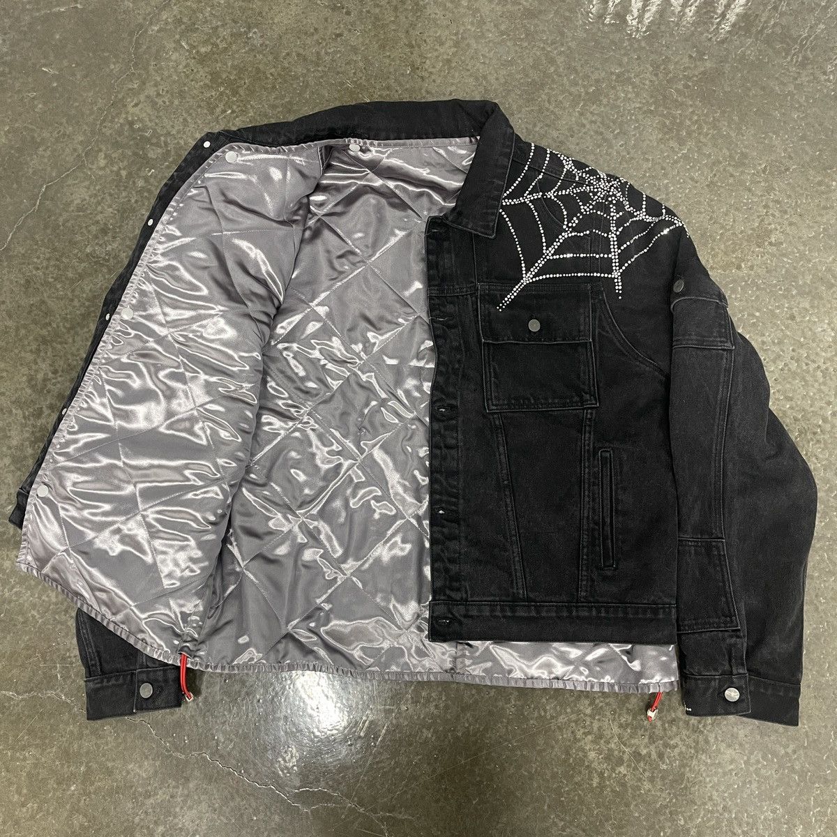 Sp5der Spider Worldwide Rhinestone Denim Jacket Size US XL / EU 56 / 4 - 5 Thumbnail