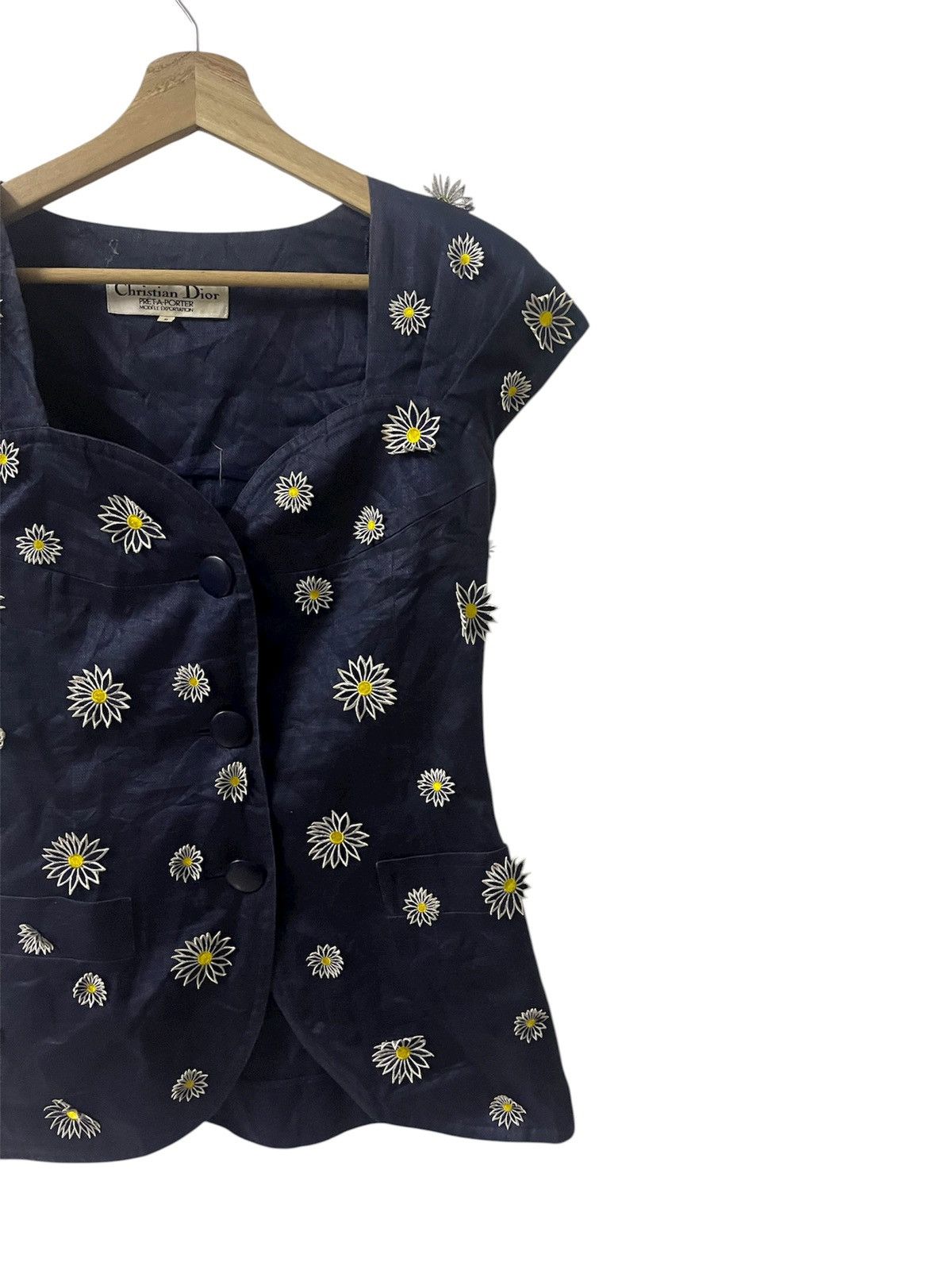 Christian Dior Monsieur Christian Dior Tank Top Sleeveless Shirt Embroidered Flora Size XS / US 0-2 / IT 36-38 - 3 Thumbnail