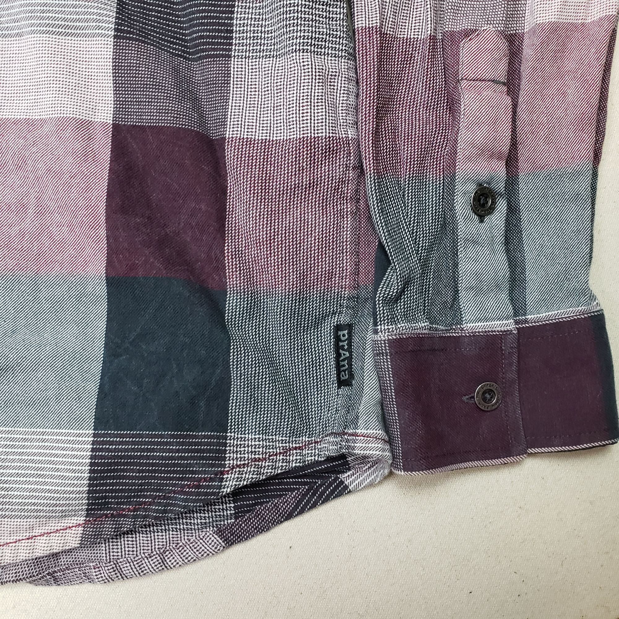 Prana prAna Mens Long Sleeve Button Up Purple/Black/White Shirt XL Size US XL / EU 56 / 4 - 3 Thumbnail