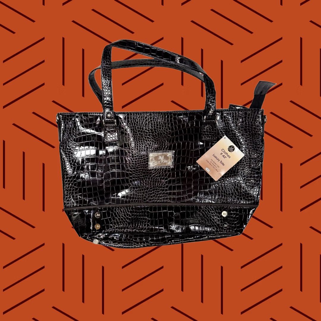 Crocs VINTAGE JM New York Luxury Tote Croc-embossed Faux Leather Black Bag NWT Size ONE SIZE - 1 Thumbnail