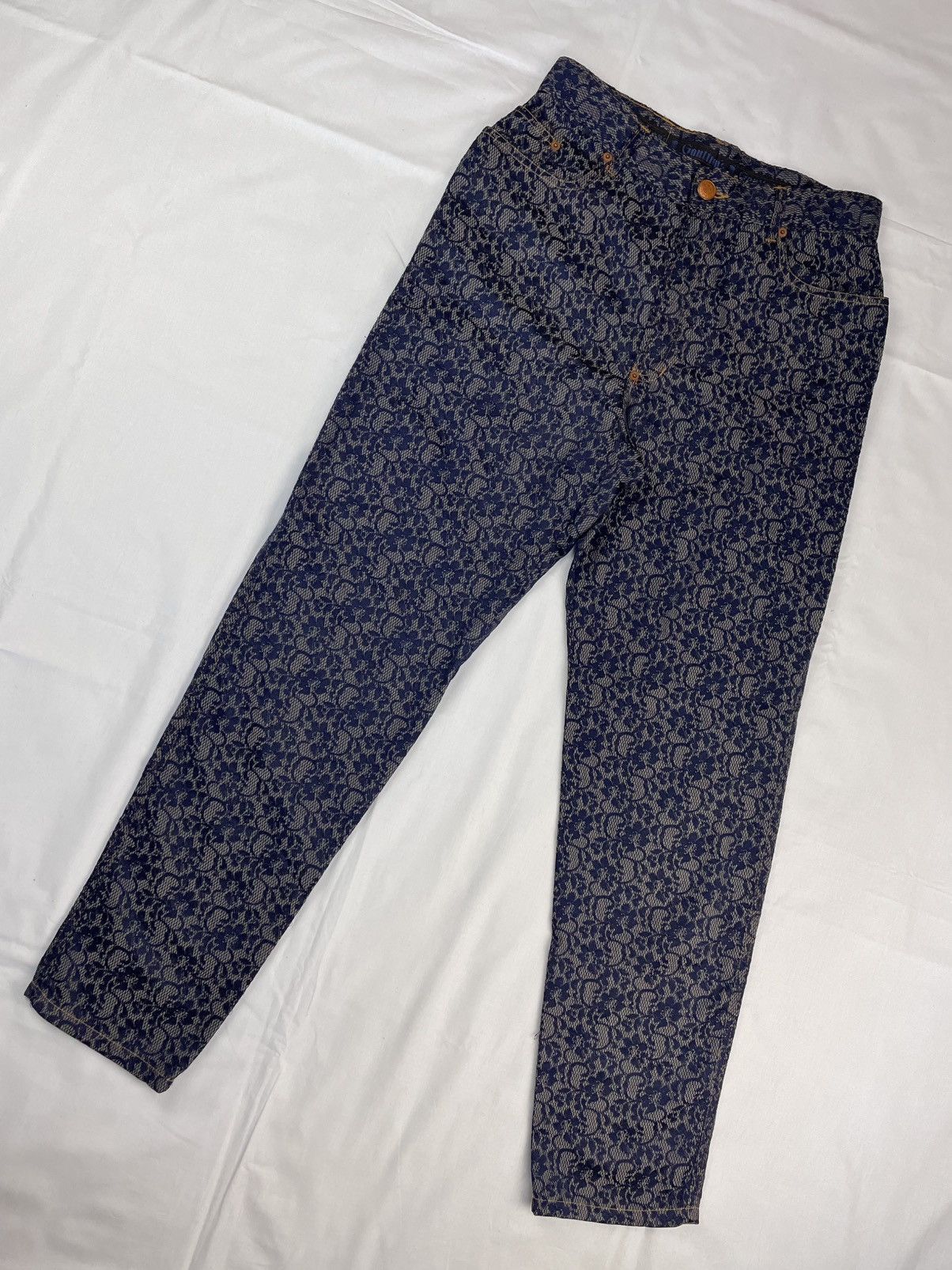 Jean Paul Gaultier 1998 Jean Paul Gaultier Lace Floral Pants Jeans Vintage Size 30" / US 8 / IT 44 - 3 Thumbnail