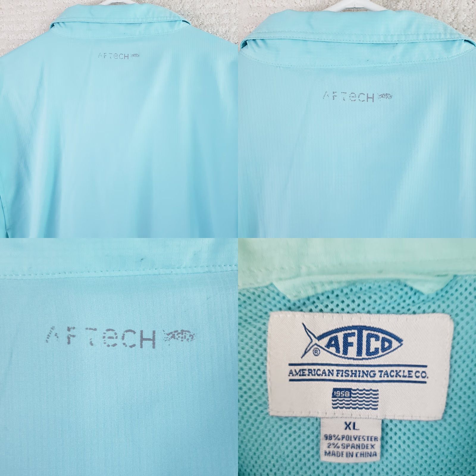 Vintage AFTCO Aftech Men XL Blue Short Sleeve 2 Pocket Button Front Fishing Shirt Size US XL / EU 56 / 4 - 9 Thumbnail