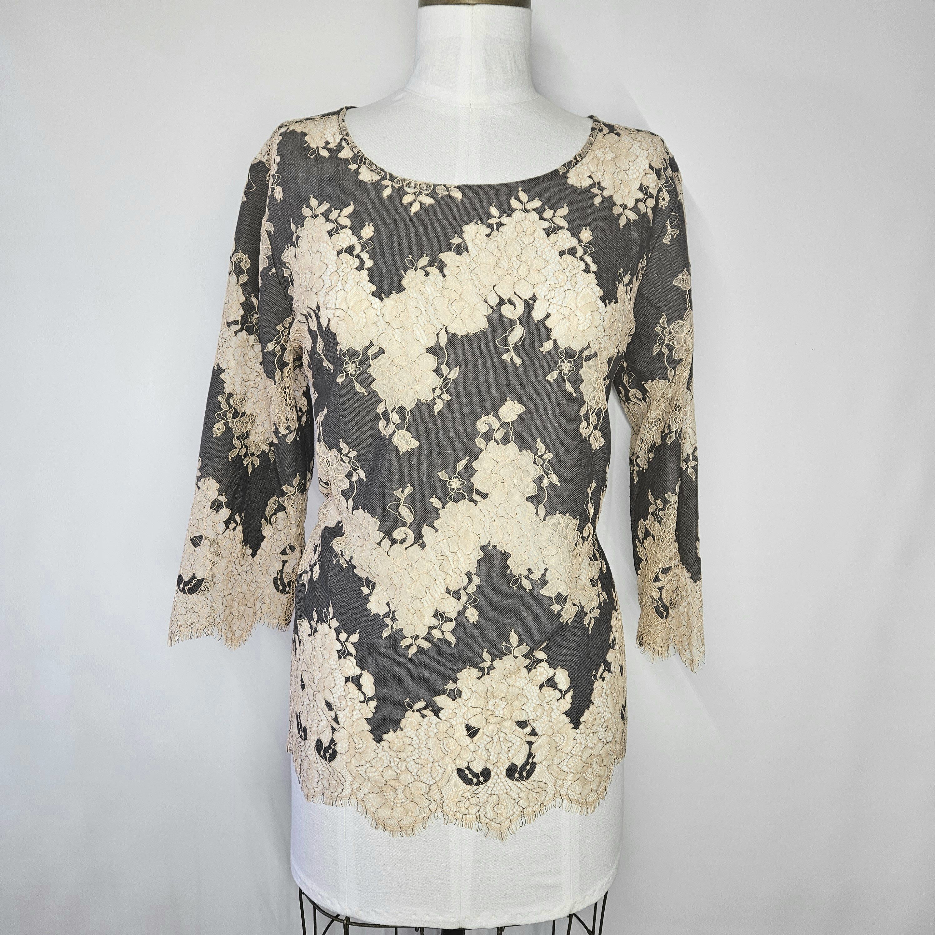 Linea Linea Louis Dell'Olio Size L/14 Tunic Blouse Top Grey Size L / US 10 / IT 46 - 3 Thumbnail