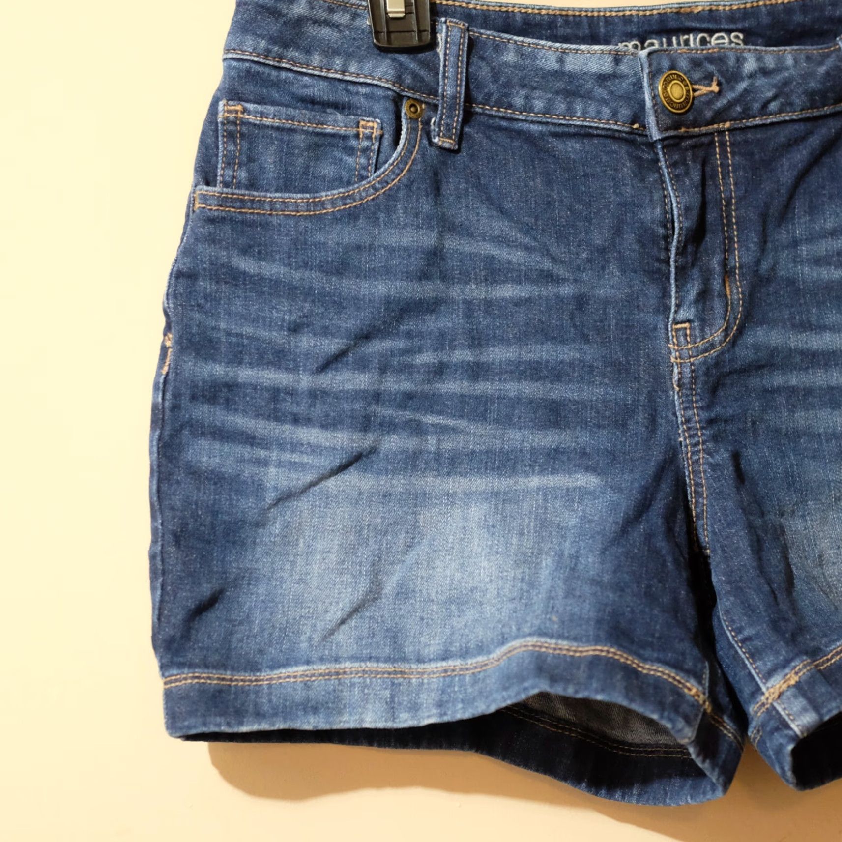 Vintage Maurices Denim Shorts Mid-Rise Stretch Dark Wash Women's 10 Blue 5-Pocket Design Regular Womens Shorts Mid Rise Stretch Denim 10, Maurices Size 24" / US 00 / IT 34 - 2 Thumbnail