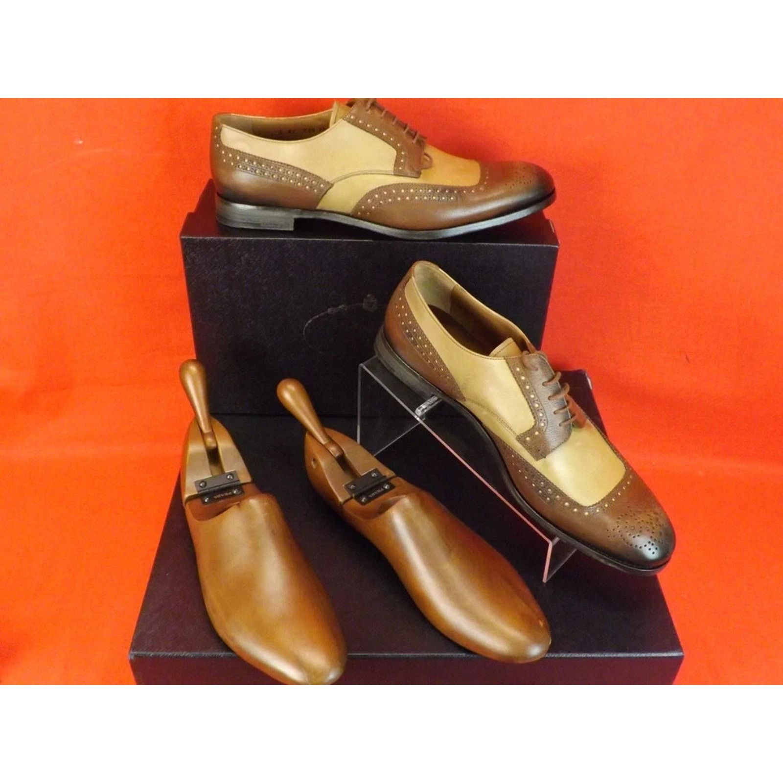 Prada PRADA 2EF020 BROWN TAN LEATHER BROGUE OXFORDS TREES SET 9 Size US 10 / EU 43 - 6 Thumbnail