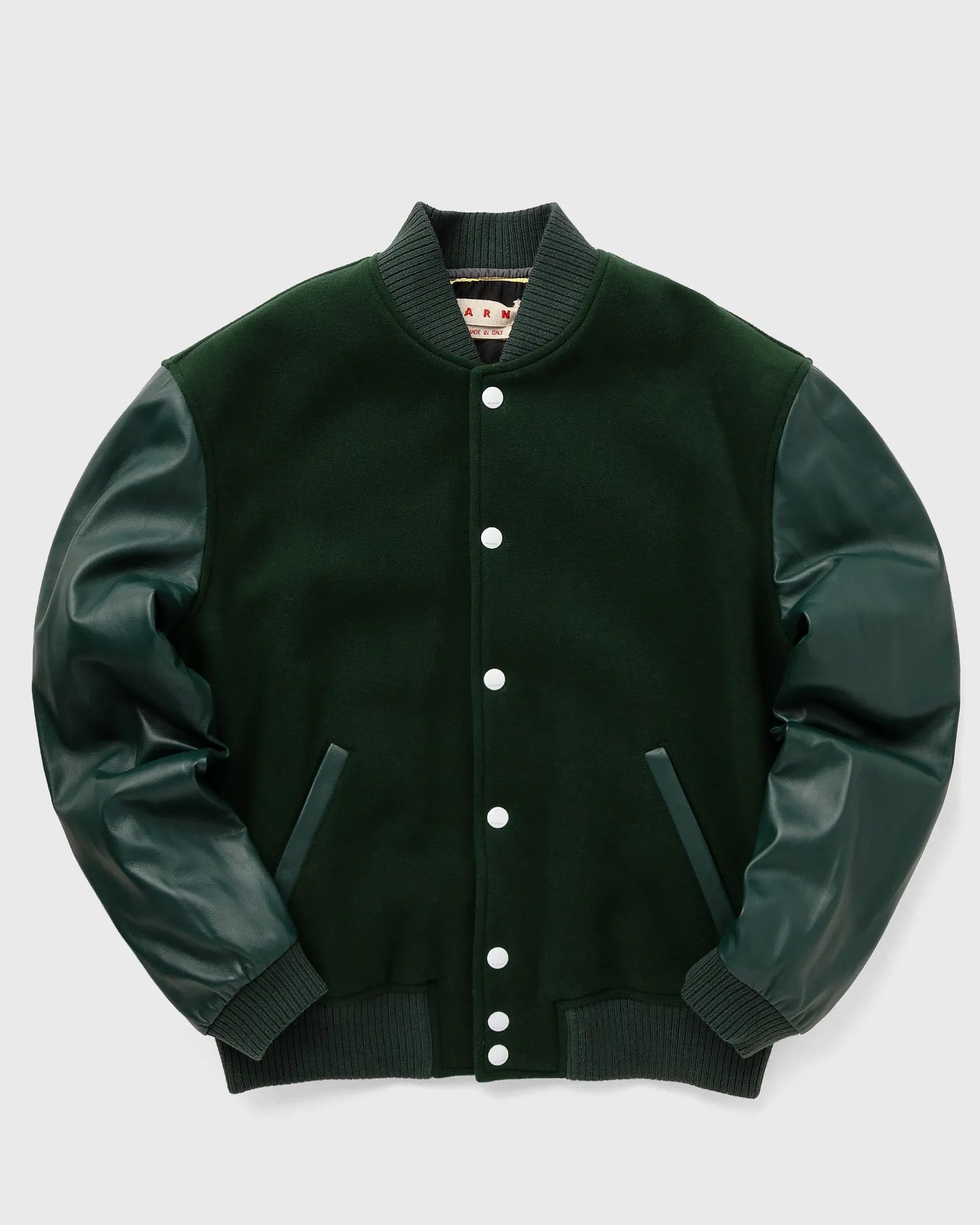 Marni o1w1db11124 Felt And Leather Bomber Jacket in Green Size US L / EU 52-54 / 3 - 1 Thumbnail