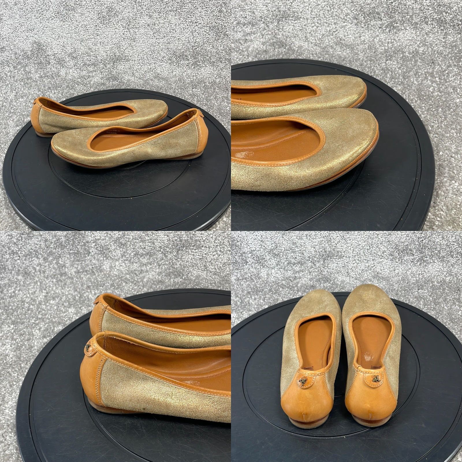 Vintage Piper Ballet Trask Flats Womens Size 5 Extra Large XL Gold Leather Size US 5 / IT 35 - 4 Thumbnail