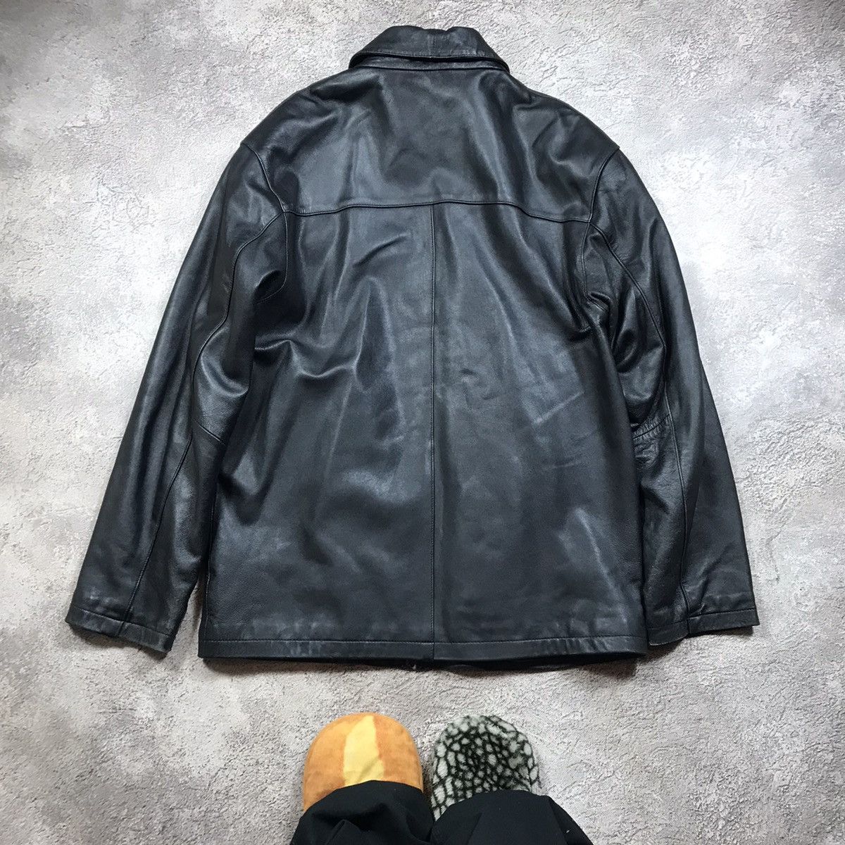 Vintage Vintage 90s Faded Black Leather Jacket Streetwear Boxy XL Size US XL / EU 56 / 4 - 6 Thumbnail